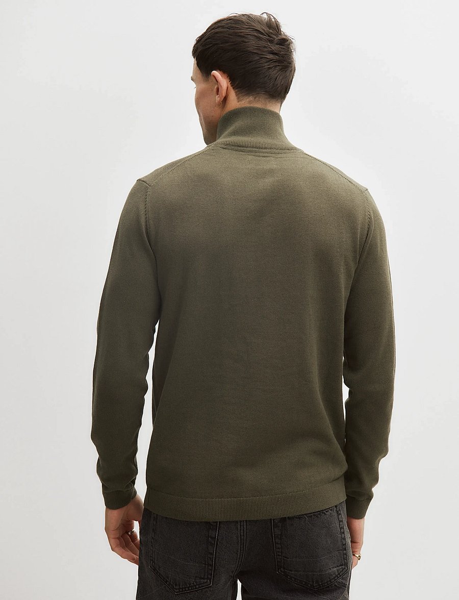 Enkel Studio - Half zip knit - half zip jumpers - army - 3