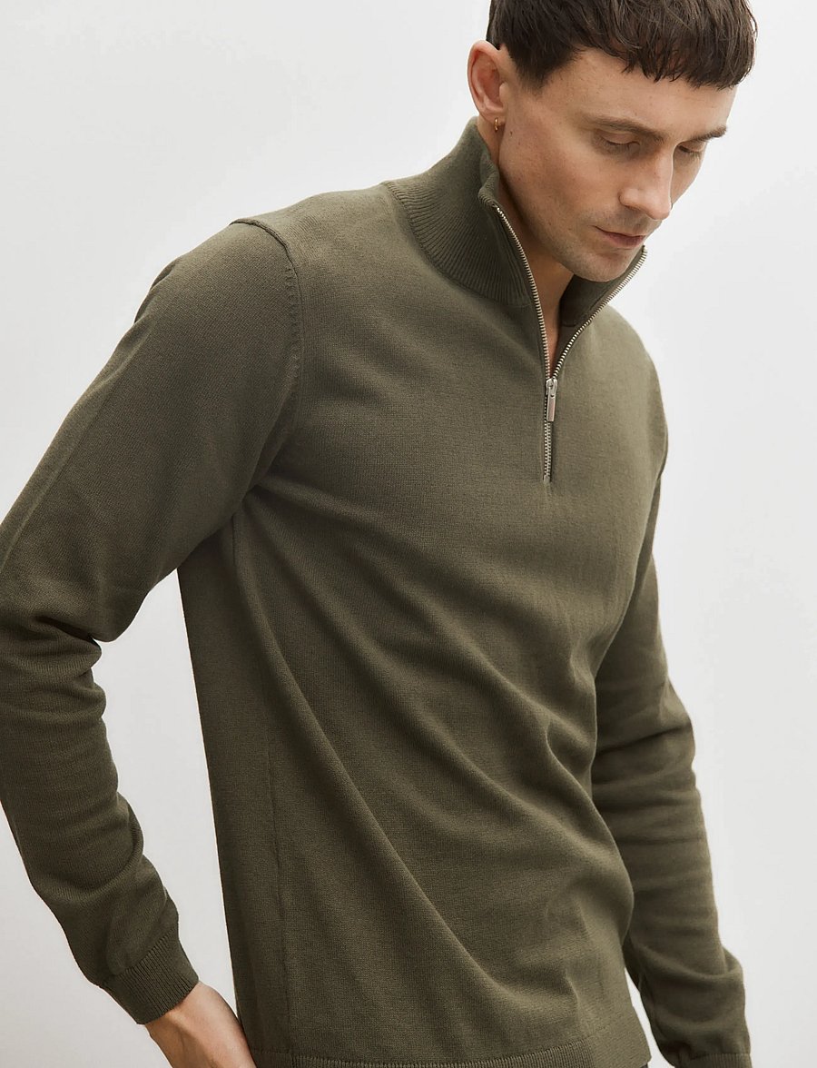 Enkel Studio - Half zip knit - half zip jumpers - army - 4