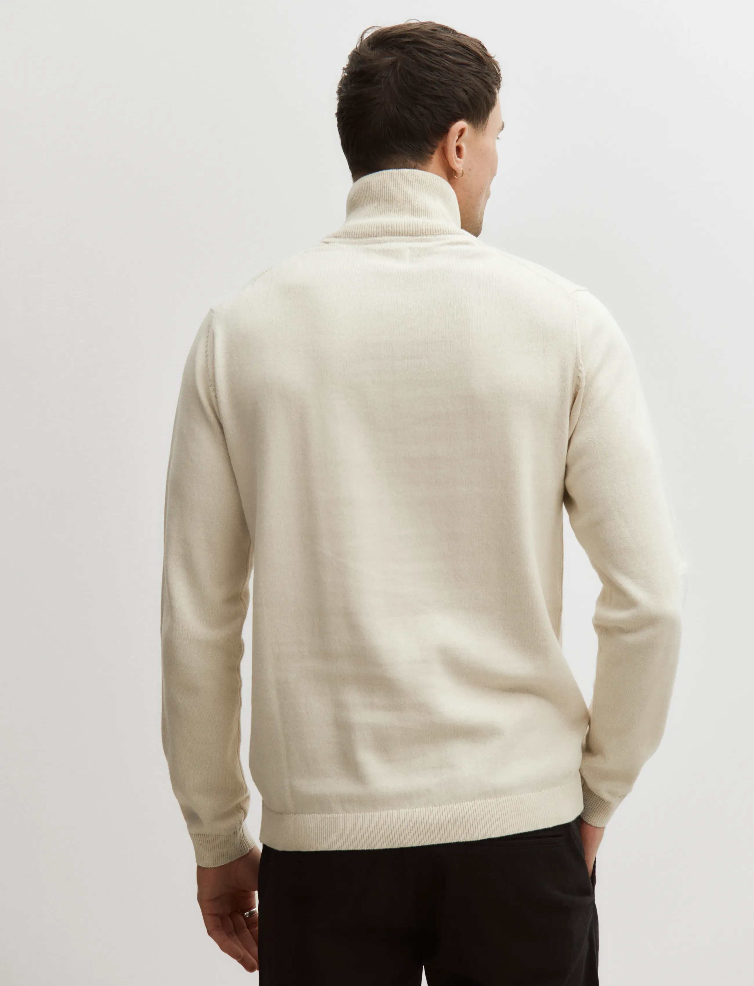 Enkel Studio - Half zip knit - rollkragen - bone white - 3