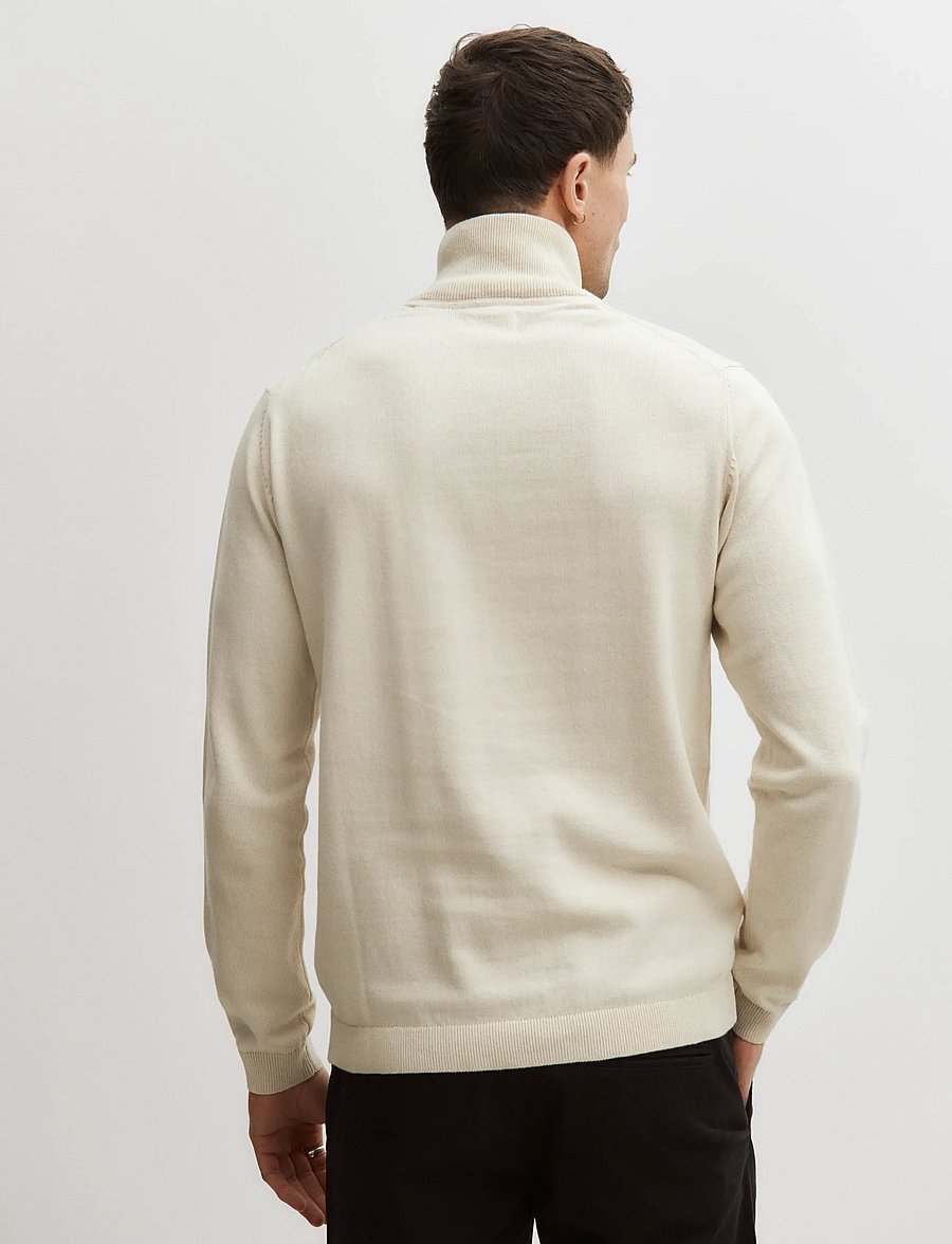 Enkel Studio - Half zip knit - poolpika lukuga džemprid - bone white - 3