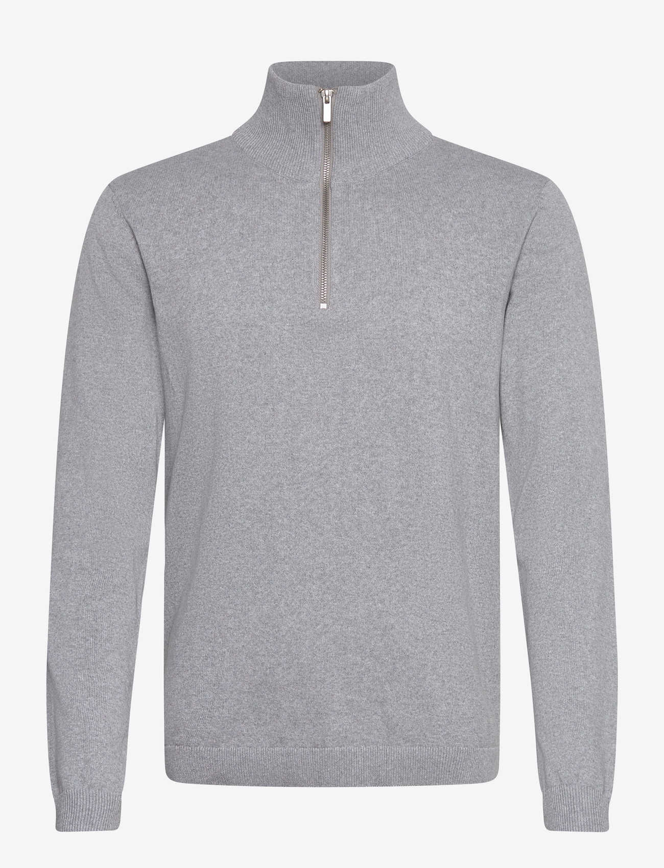 Enkel Studio - Half zip knit - halfzip strik - grey mel - 1