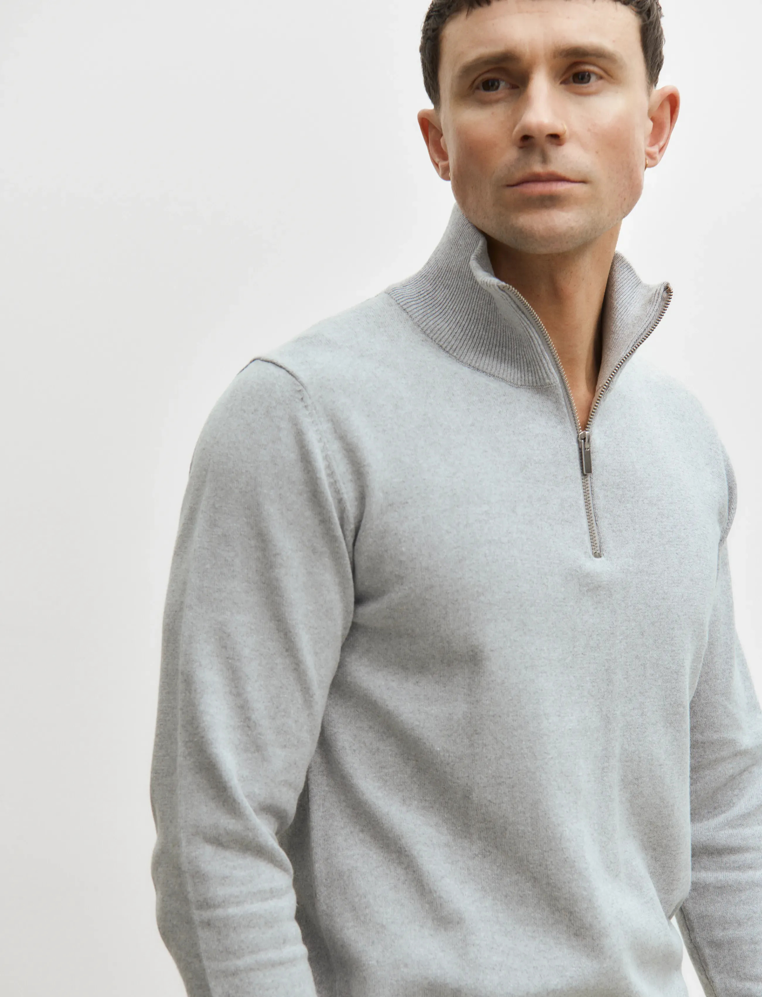 Enkel Studio - Half zip knit - tõmblukk-kaelusega džemprid - grey mel - 4