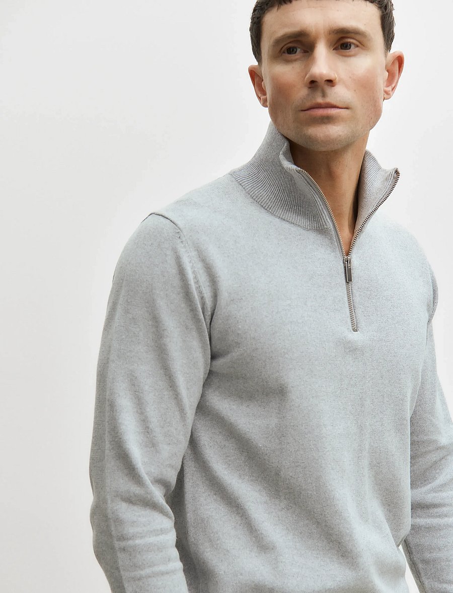 Enkel Studio - Half zip knit - half zip-tröjor - grey mel - 4