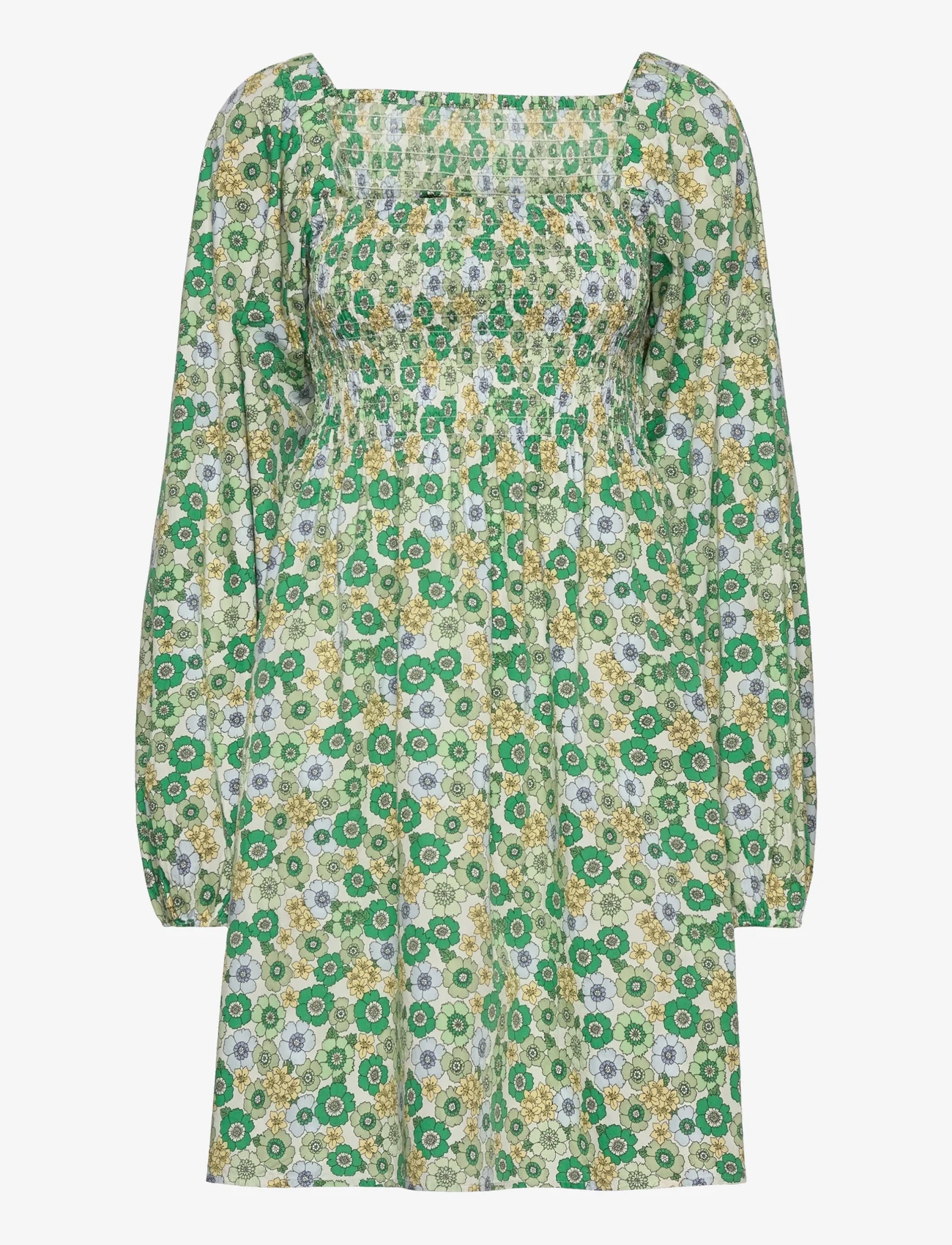Envii - ENLORI LS DRESS AOP 6731 - short dresses - green poppy - 0