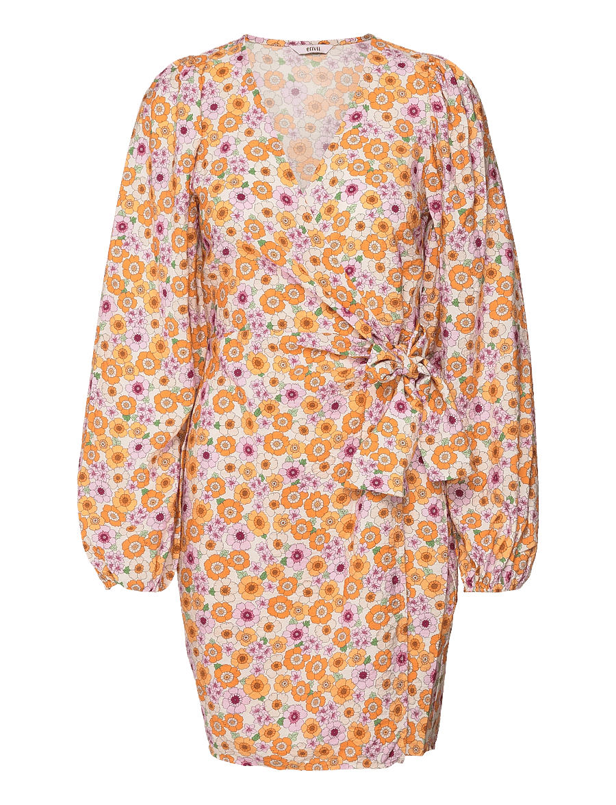 Envii - ENROBYN LS V-N DRESS AOP 6891 - sukienki letnie - gold poppy big - 0