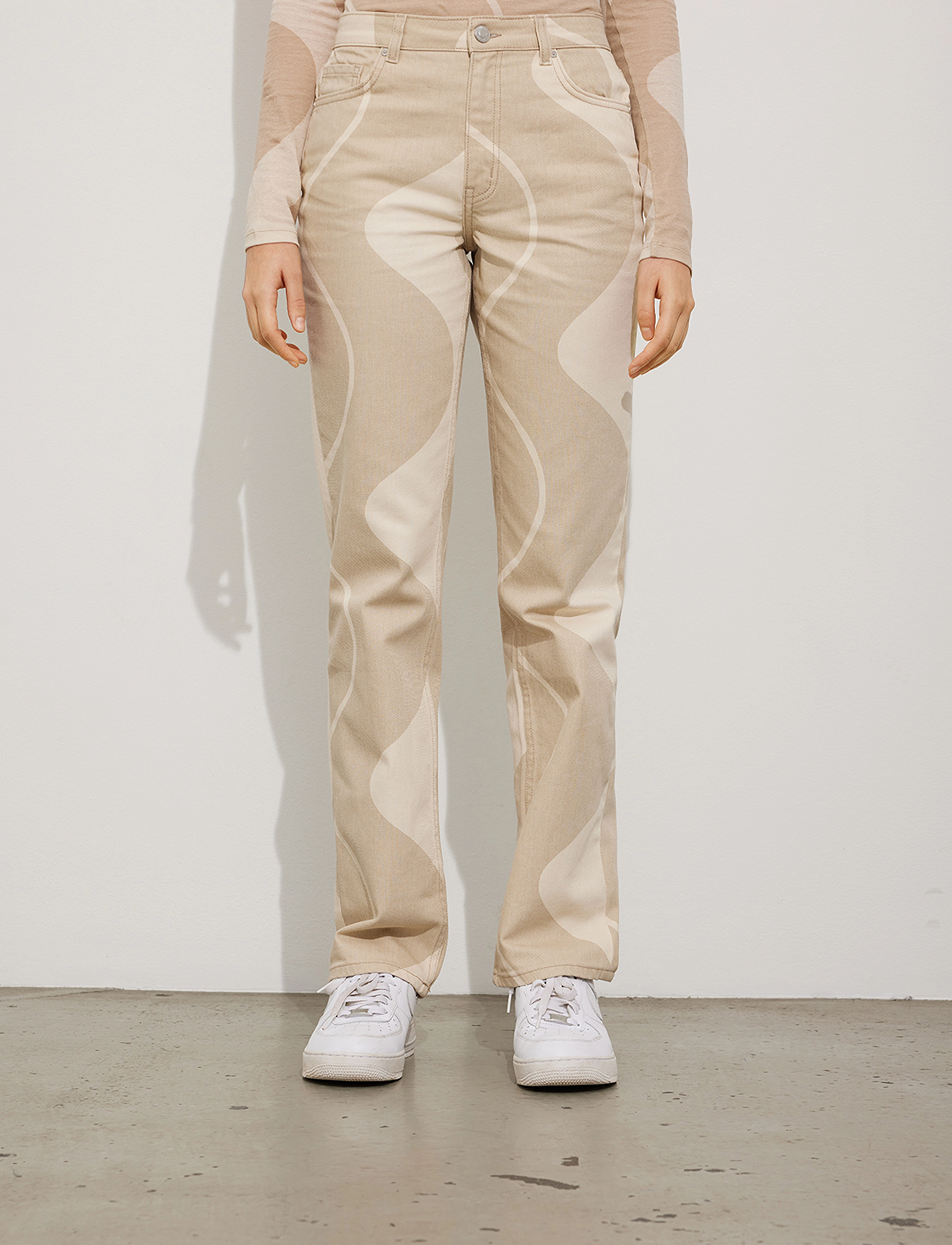 Envii - ENBREE STRAIGHT JEANS AOP 6865 - straight jeans - sand wave aop - 3