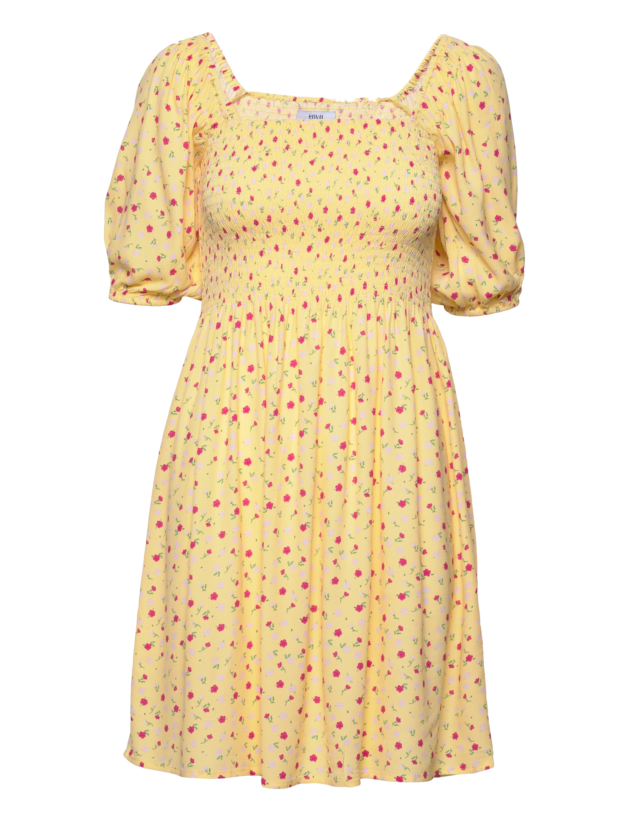 Envii ENZINNIA SS SHORT DRESS AOP 6696 - Korte kjoler - PINK BUTTERCUP / yellow