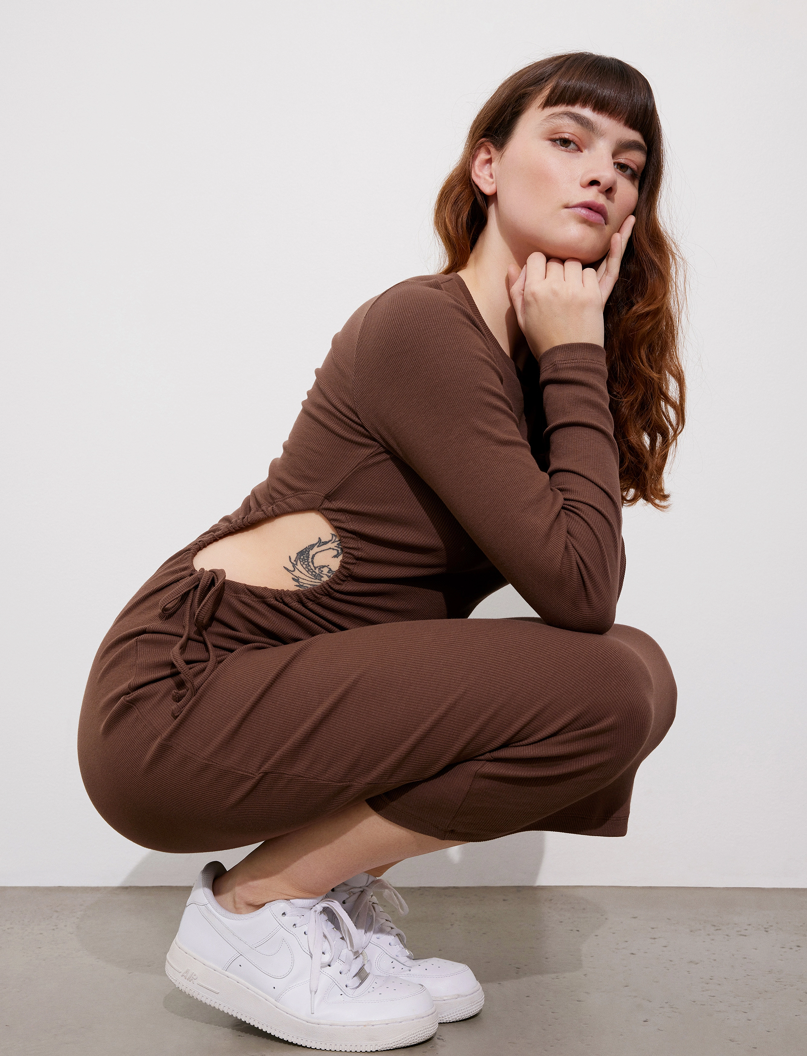 Envii - ENALLY LS HOLE DRESS 5314 - chestnut - 4