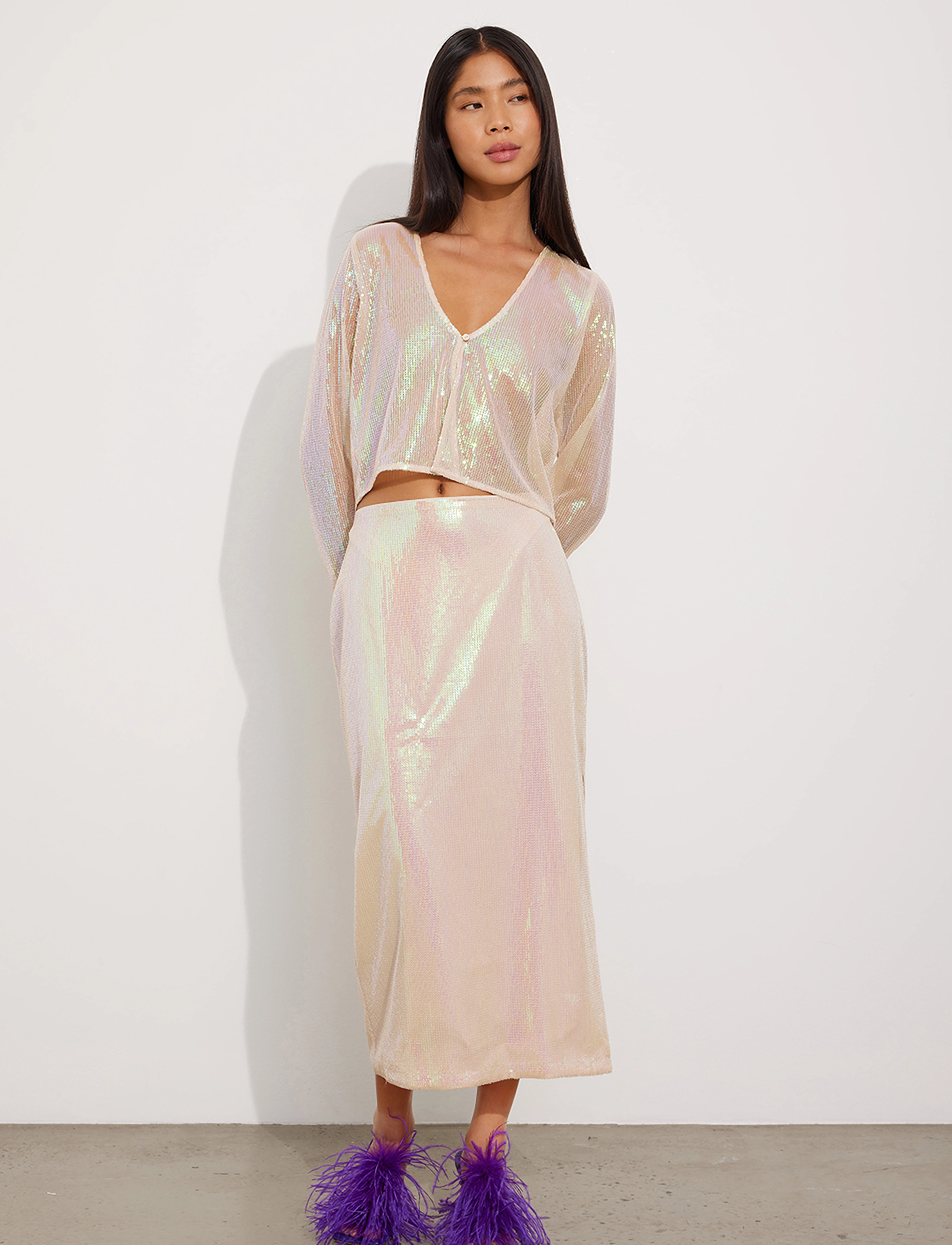 Envii - ENNOVA LS TOP 7003 - langærmede bluser - nude sequins - 5