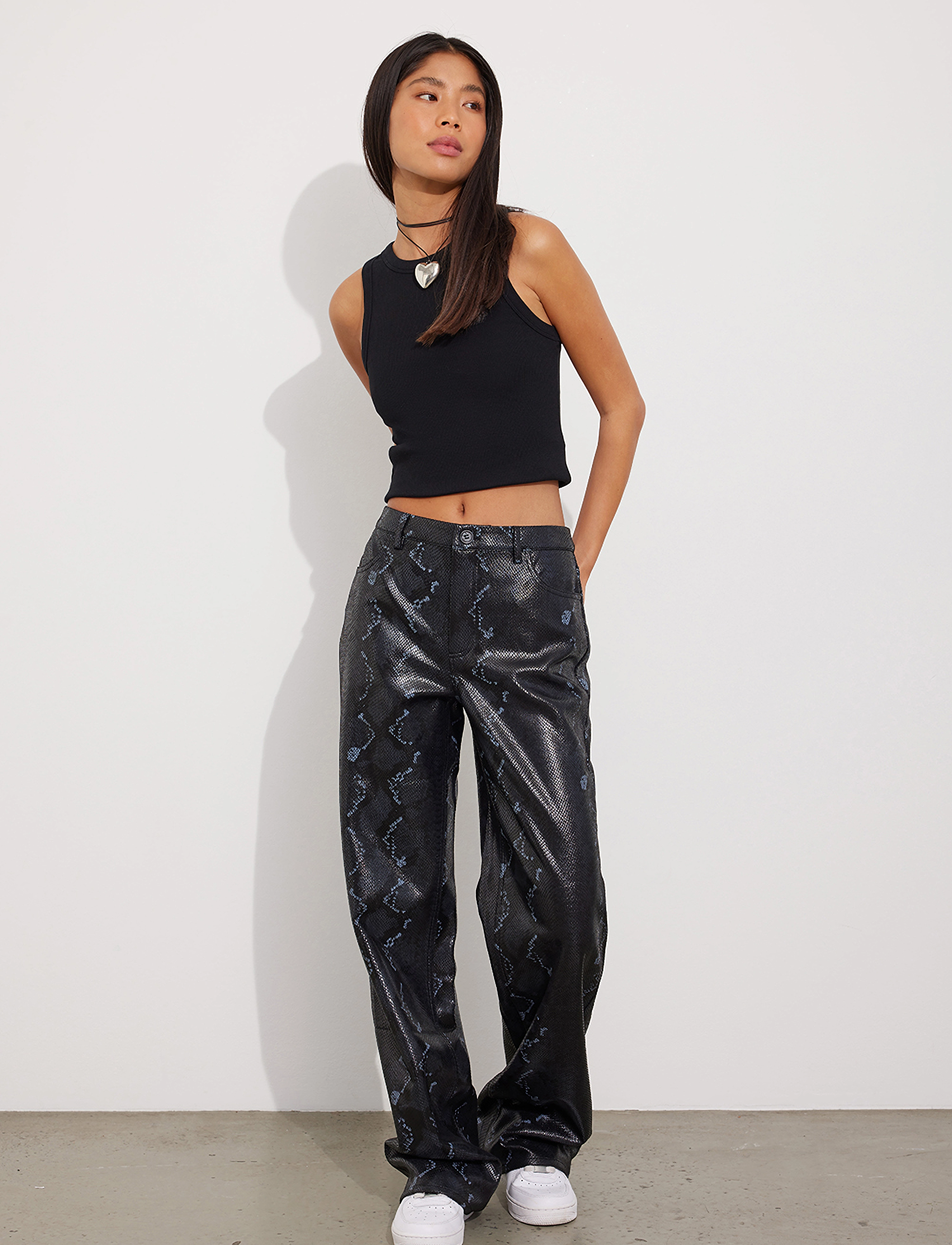 Envii ENROCK PANTS 7006 - Nahkpüksid - BLACK SNAKE / black