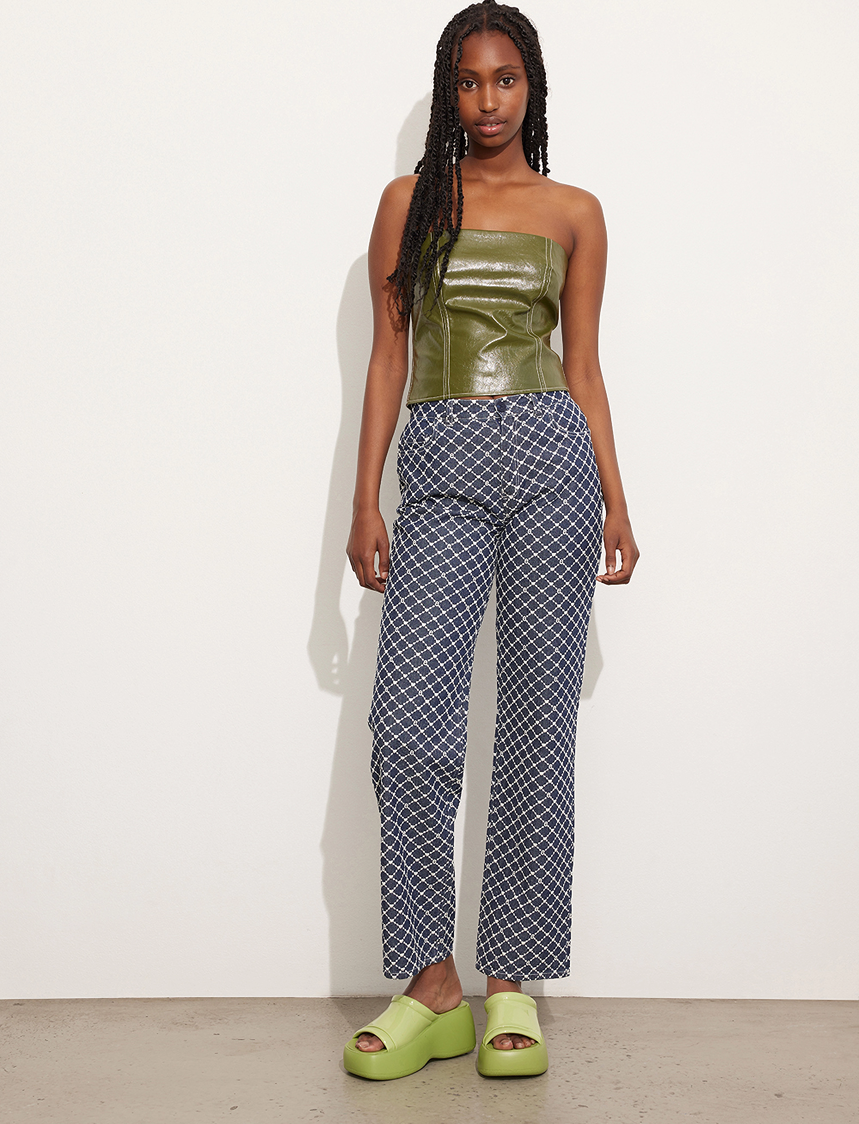 Envii ENKATRINE PANTS 6956 - Raka byxor - DENIM EMB / blue