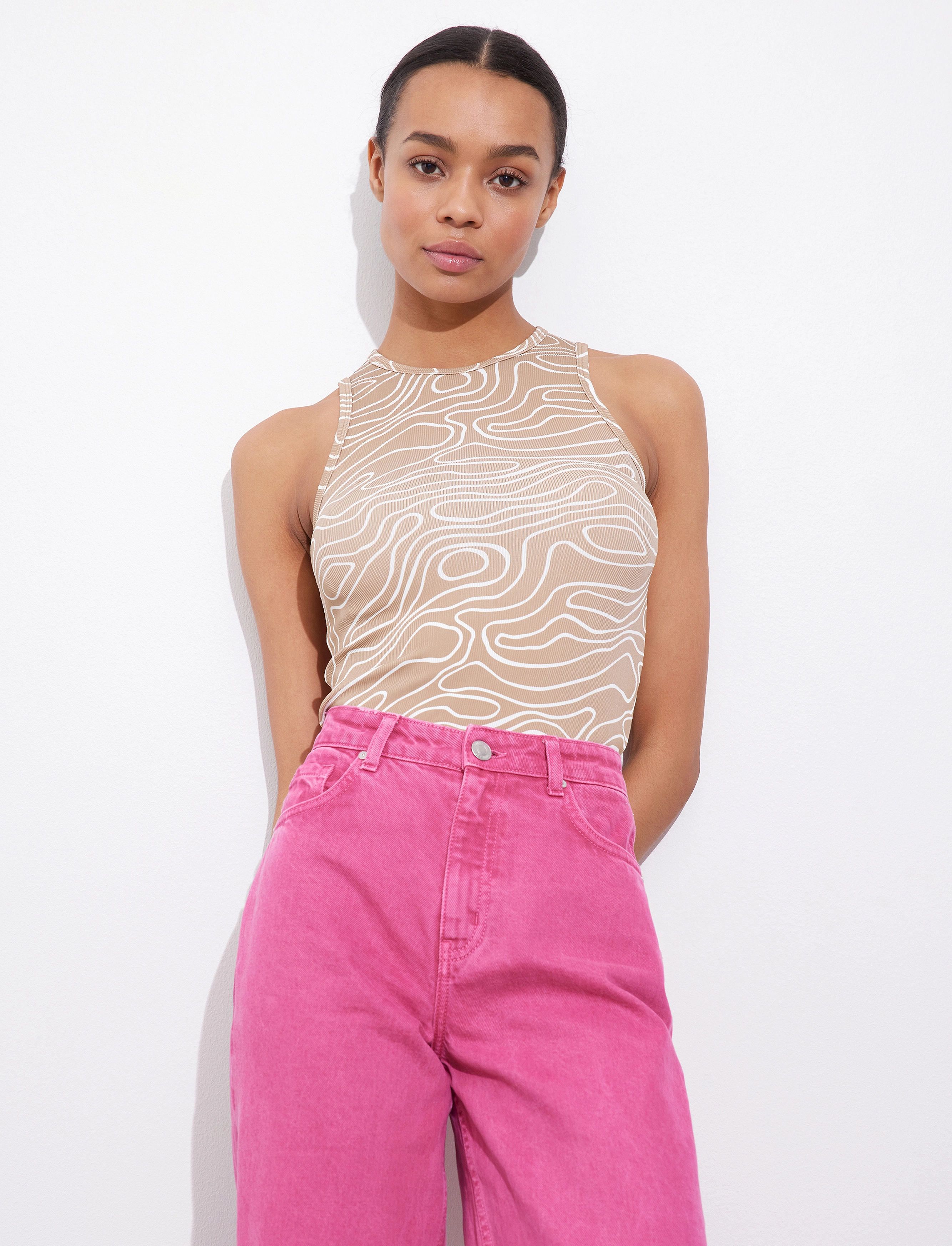 Envii - ENMELANIE TOP AOP 5347 - beige wood - 2