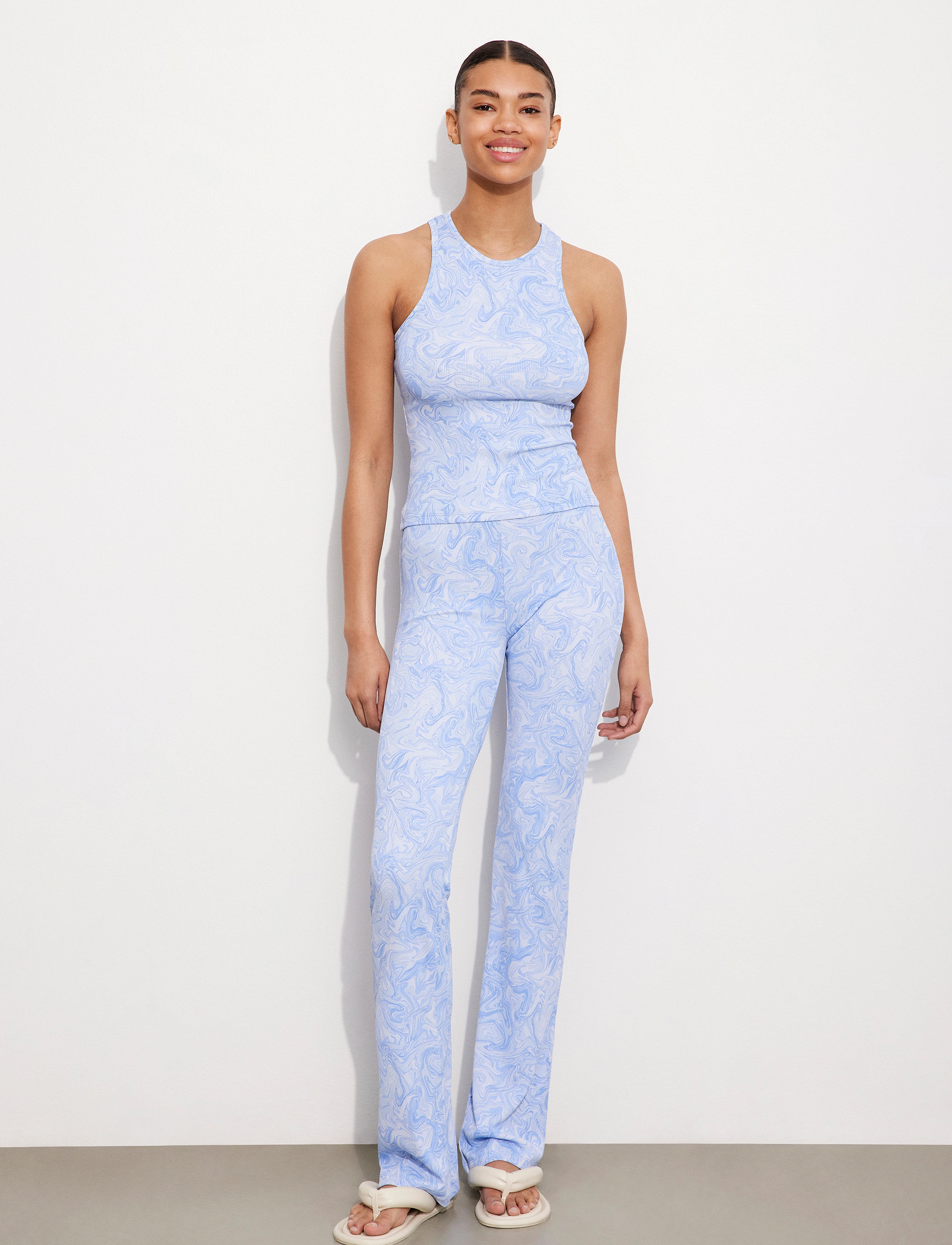 Envii Enmargaux Pants Aop 5347, XS, Trousers, Blau - Flared, Frauen