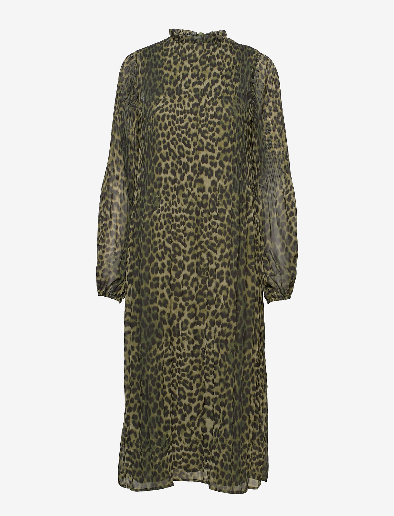 Envii - ENROY LS T-N DRESS AOP 6850 - midi kjoler - olive leo - 0