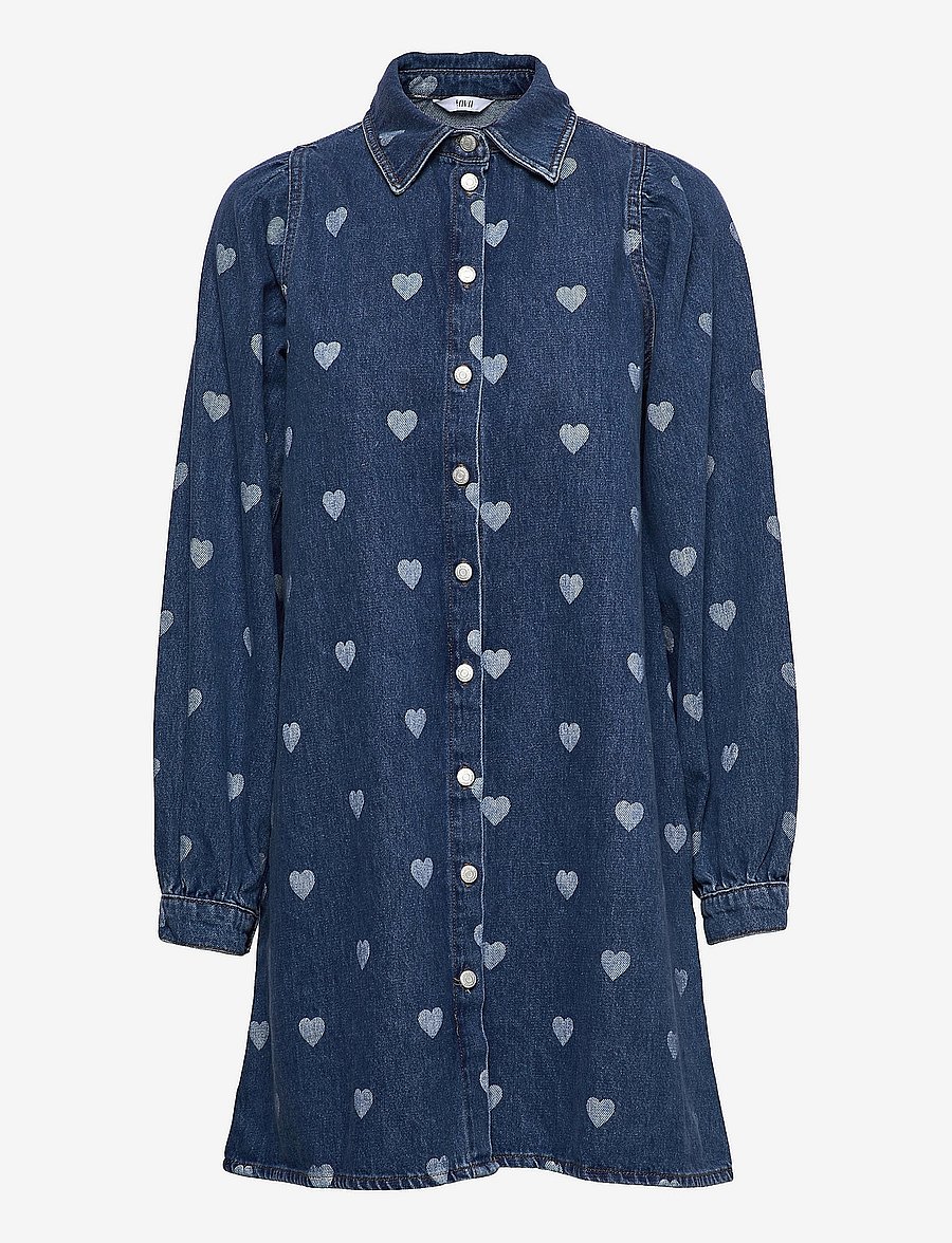 Envii - ENPUMPKIN LS DRESS AOP 6801 - denim heart - 0