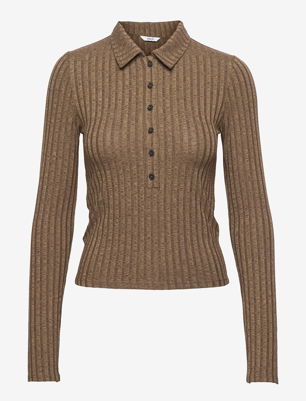 ENAPPLE LS POLO TEE 5357 - BROWN SPACEDYE