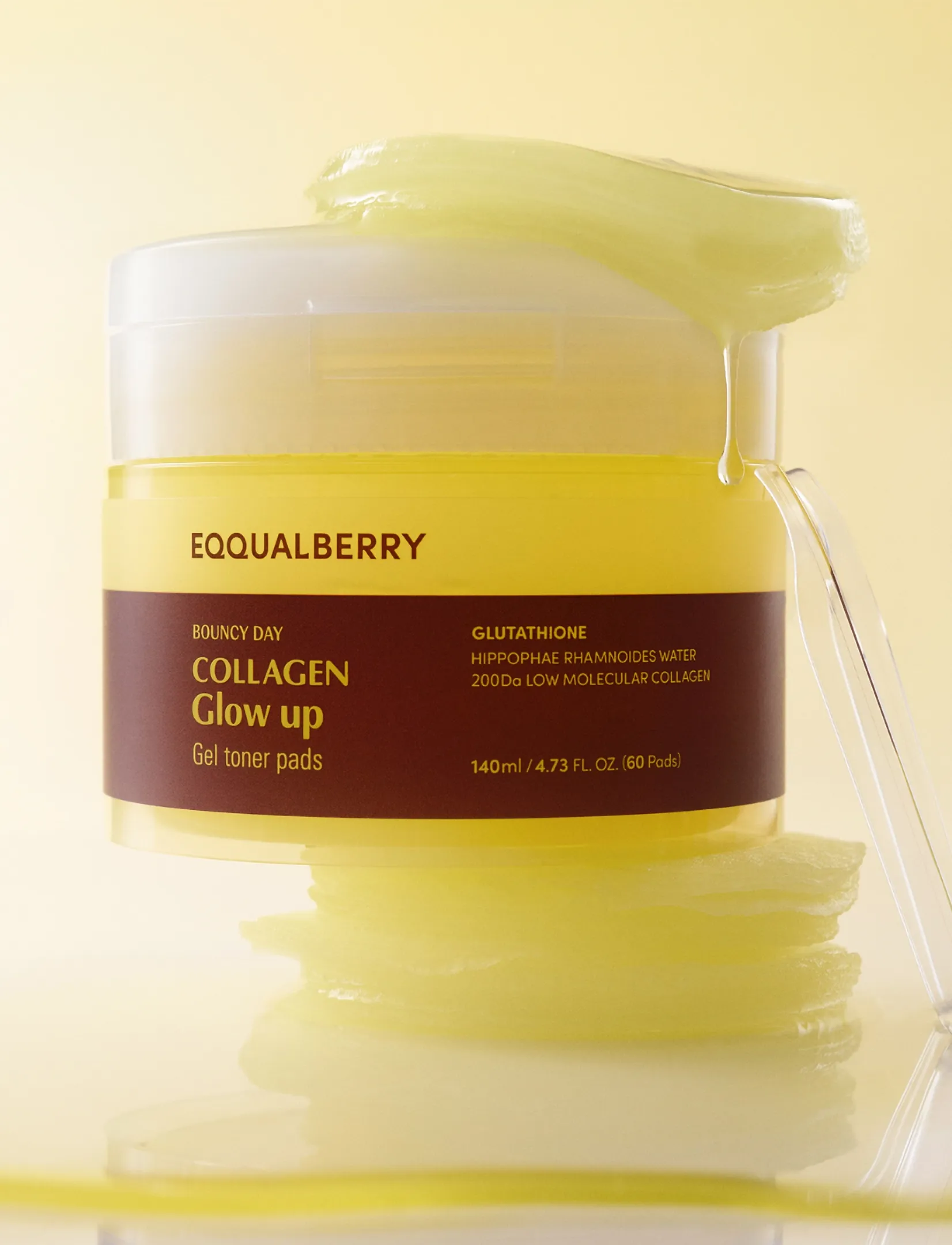 Eqqualberry Eqqualberry - Collagen Glow Up Gel Toner Pads, 60 PCS, Nude, Toners > Toner Pads, Dame