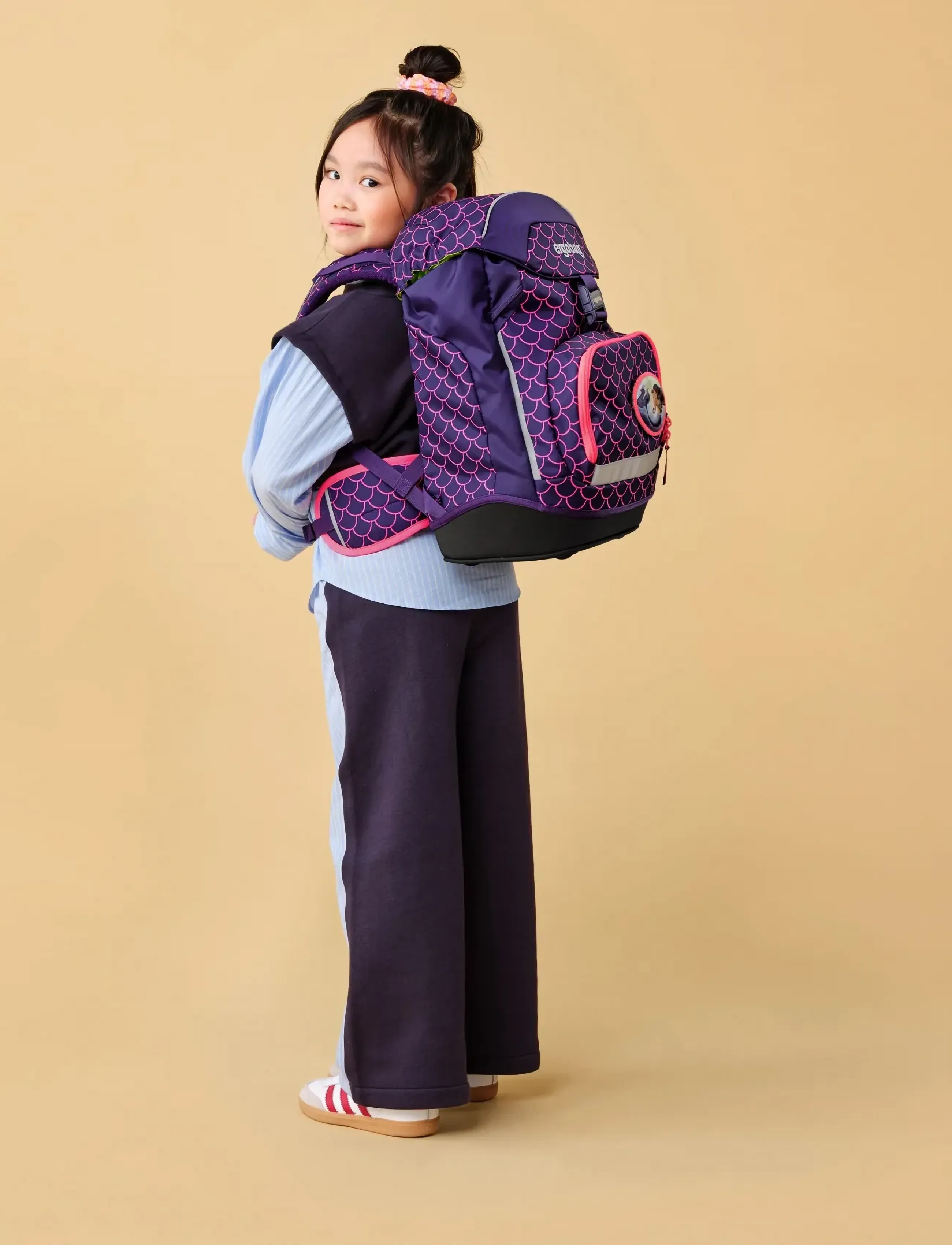 Ergobag Prime Pearl Divebear, Børn, Havfrue Skoletaske, Lila, Str: 20 L