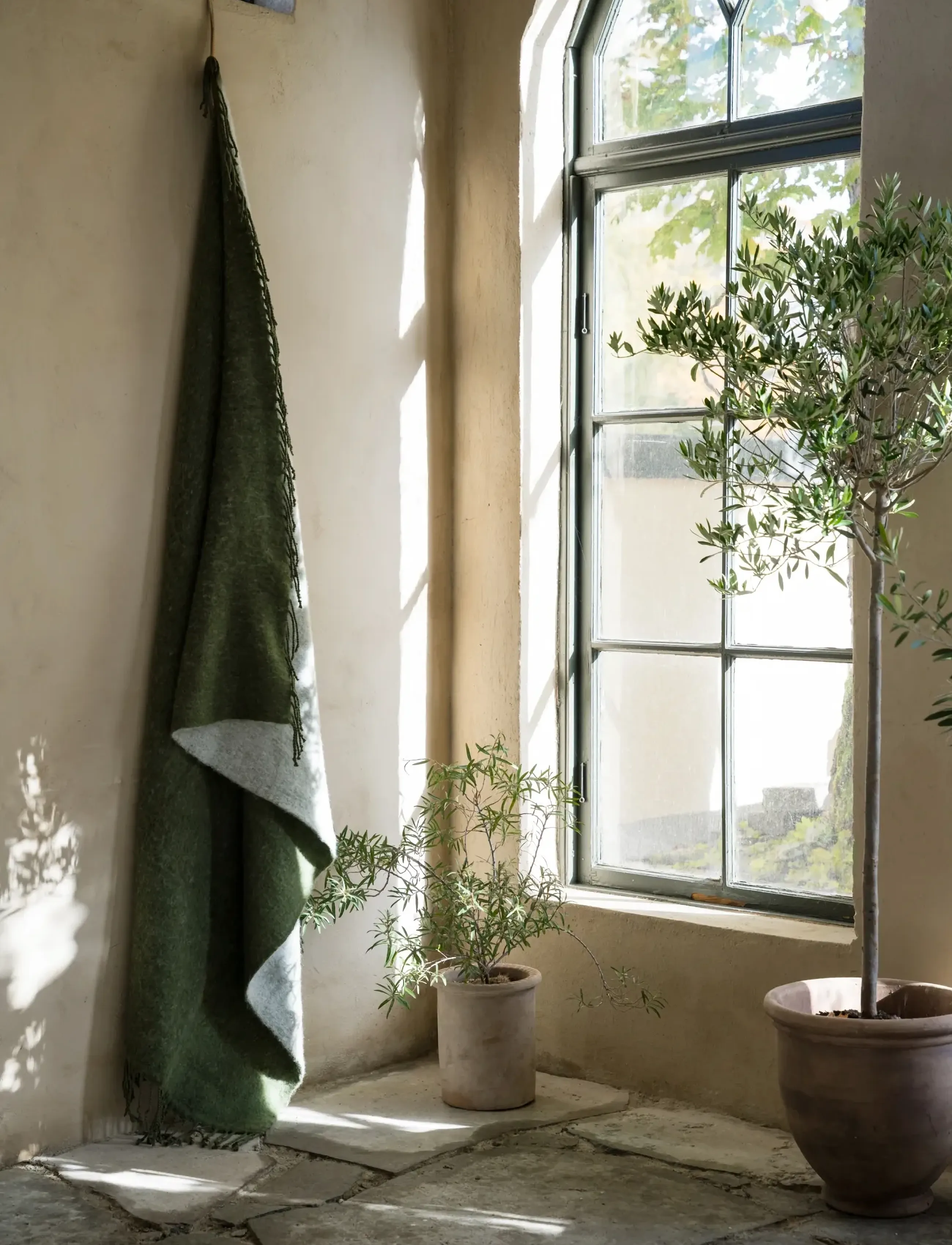 ERNST - Blanket - udendørstekstiler - green/white - 2
