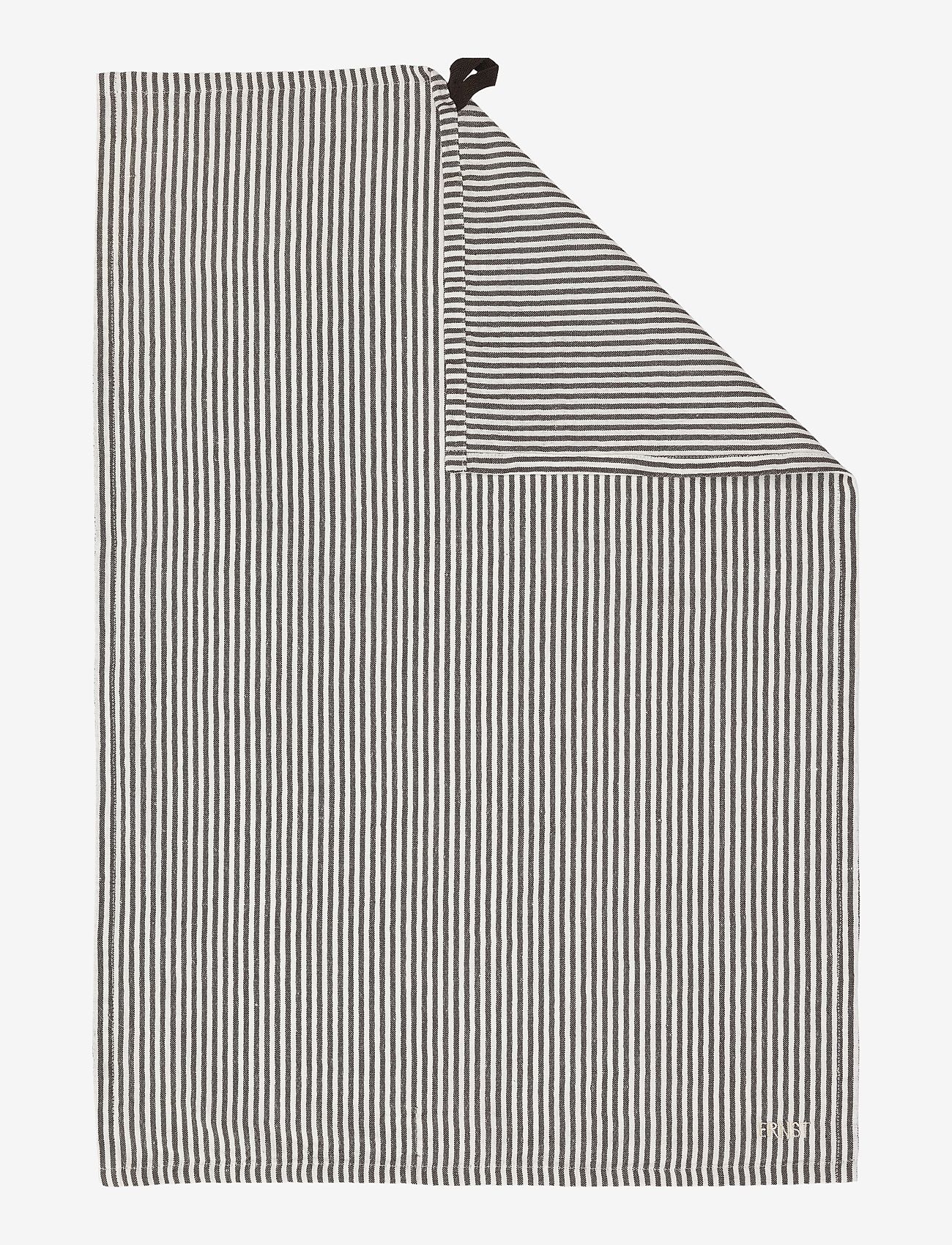 ERNST - Kitchen towel striped brown/white - brown/white - 0