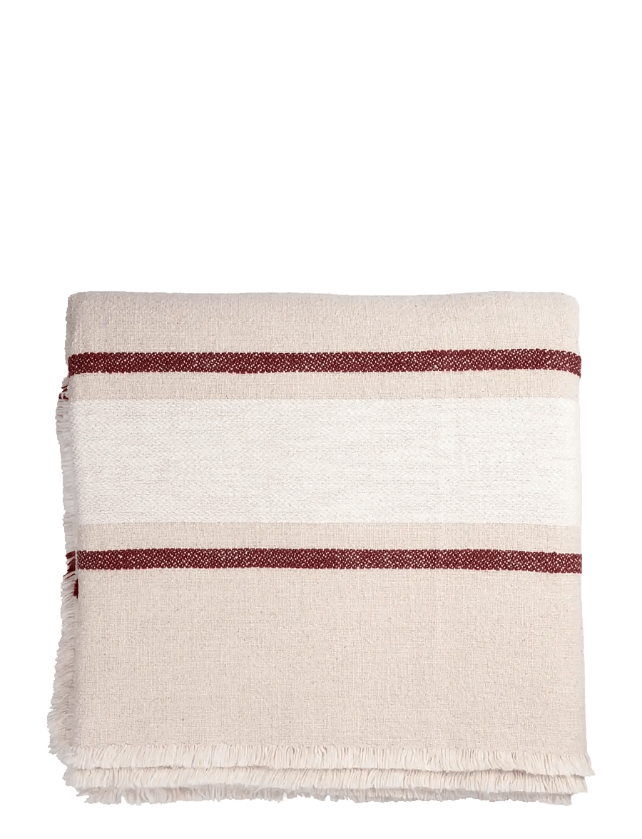 ERNST - Tablecloth - laudlinad - natural/white/red - 1