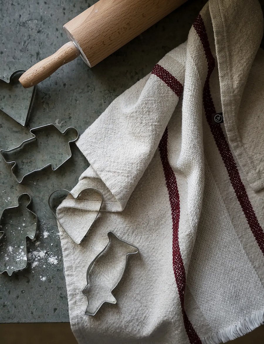 ERNST - Kitchentowel - köögirätikud - natural/white/red - 0