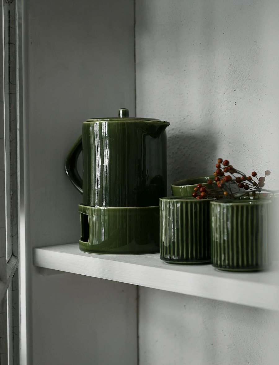 ERNST - Jug w heater - teekannud - green - 2