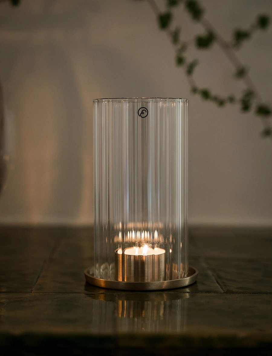 ERNST - Candleholder - teelichthalter - brass / clear - 2