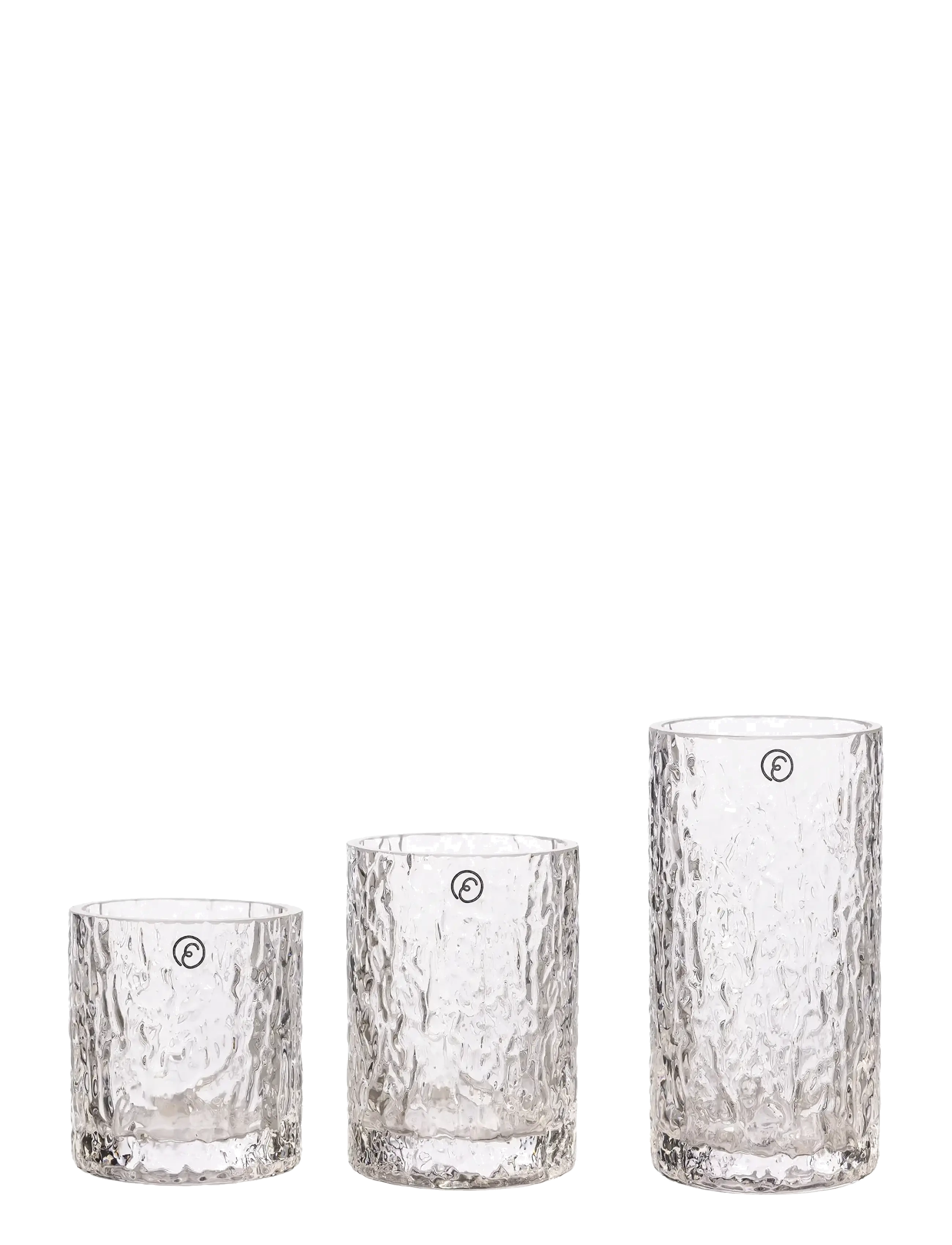 ERNST Ernst Vase/Candleholder 3-Set Patterned Glass, One Size, Nude, Lysestager & Lanterner > Fyrfadsstager, Unisex