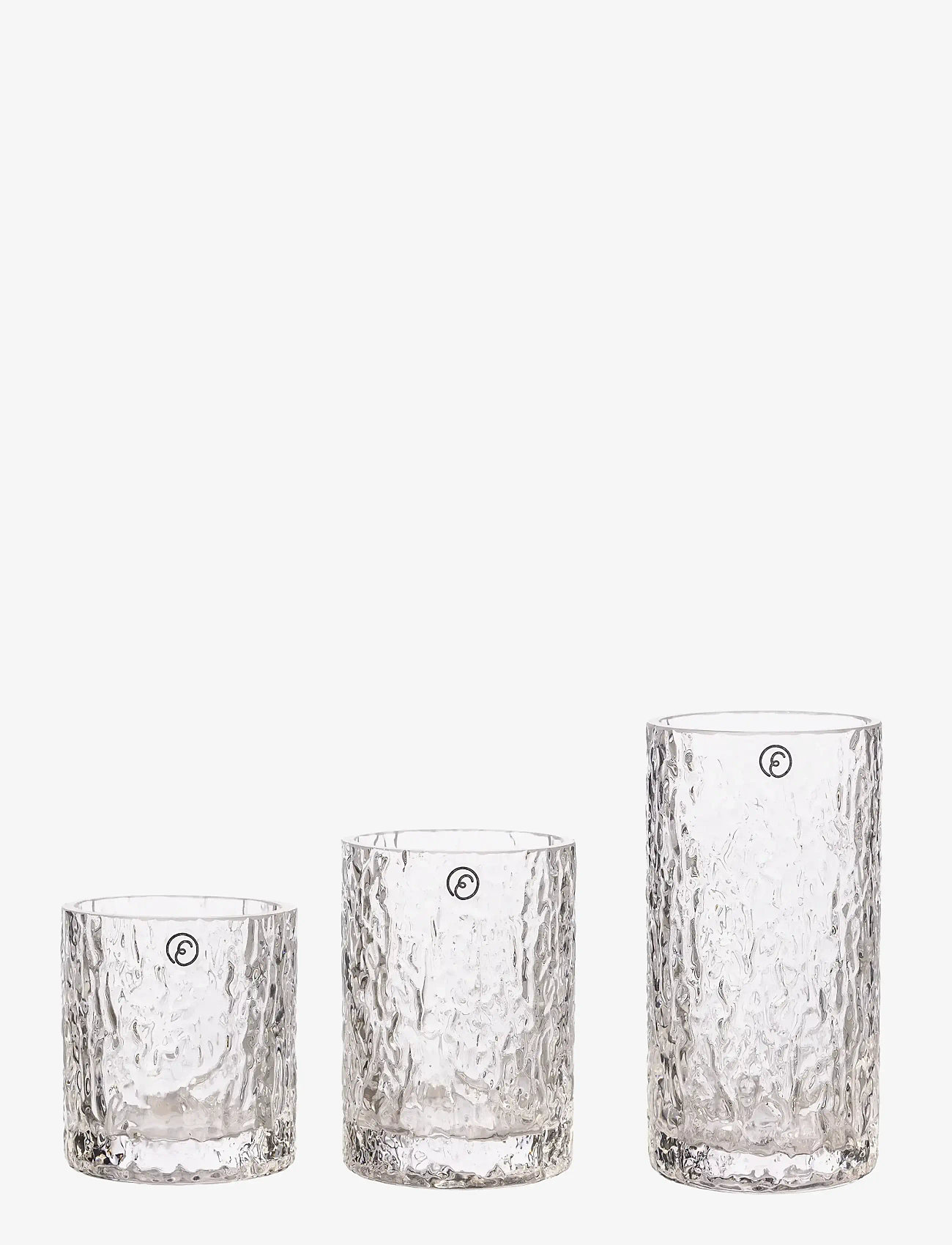 ERNST - ERNST Vase/Candleholder 3-set patterned glass - tealight holders - clear - 0