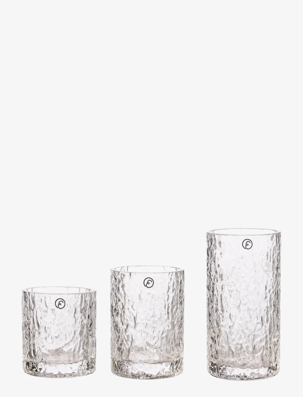 ERNST - ERNST Vase/Candleholder 3-set patterned glass - køb efter pris - clear - 0