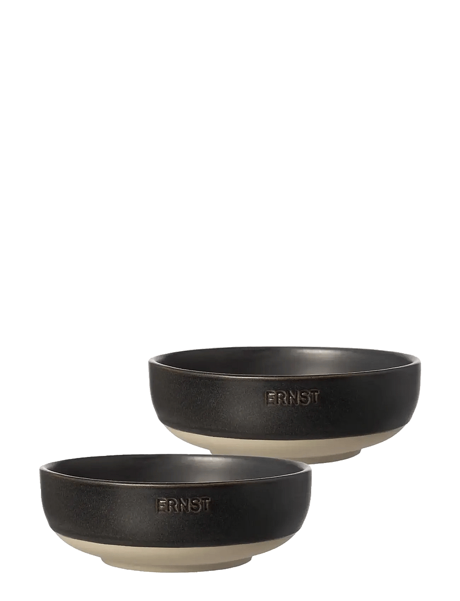 ERNST - Bowl 2-pack - servierschalen - black mat/natural - 0