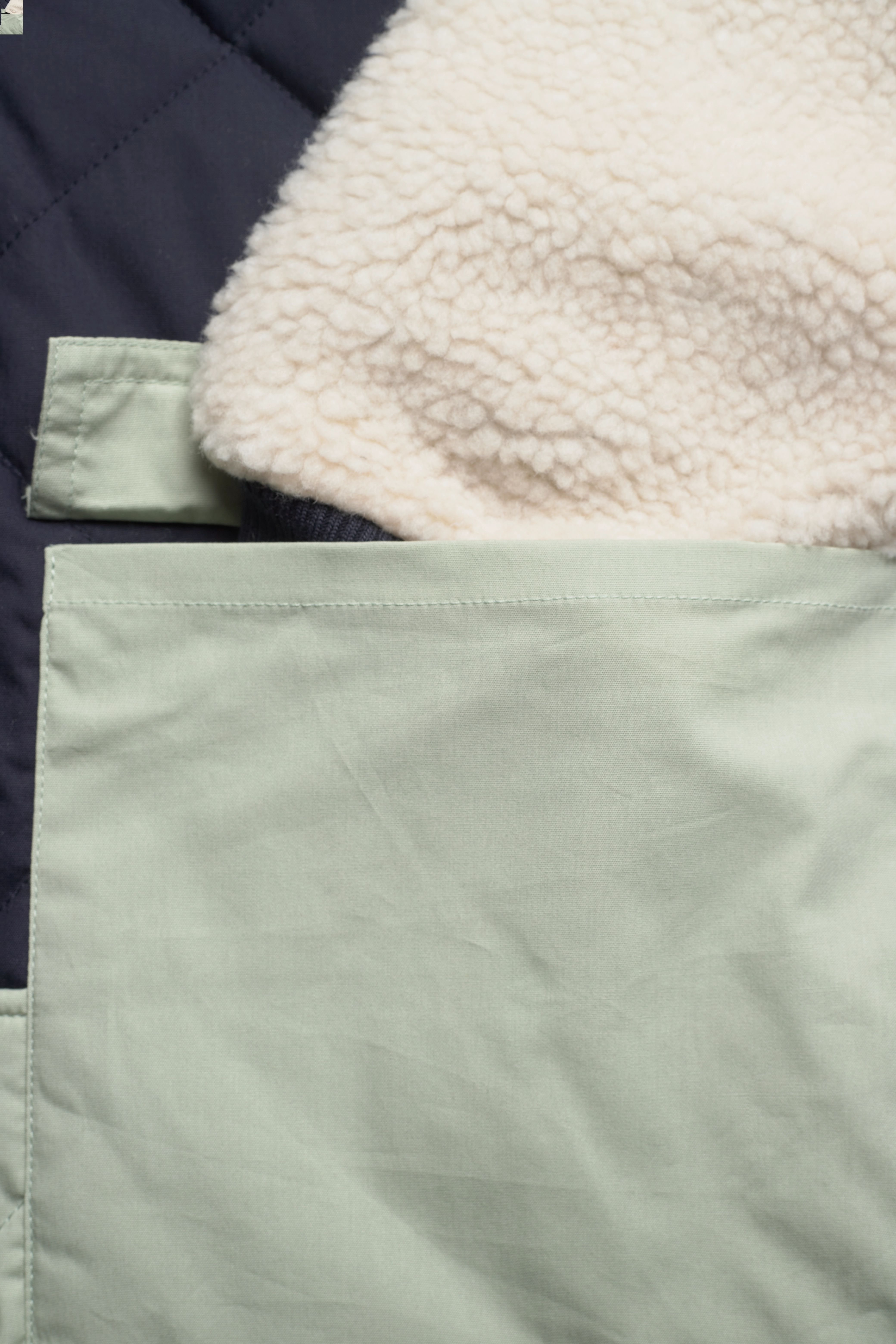 Esme Studios - ESStella Long Hood Quilt Jacket - colour blocking dk. sapphire/ desert sage/ sno - 3