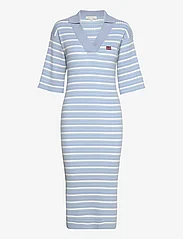 Esme Studios - ESAura Polo Dress Knit - bodycon dresses - blue fog stripes - 0