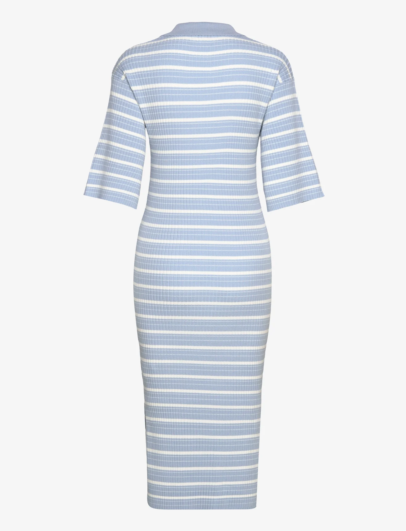 Esme Studios - ESAura Polo Dress Knit - bodycon dresses - blue fog stripes - 1