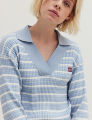 Esme Studios - ESAura Polo Knit - megzti drabužiai - blue fog stripes - 2