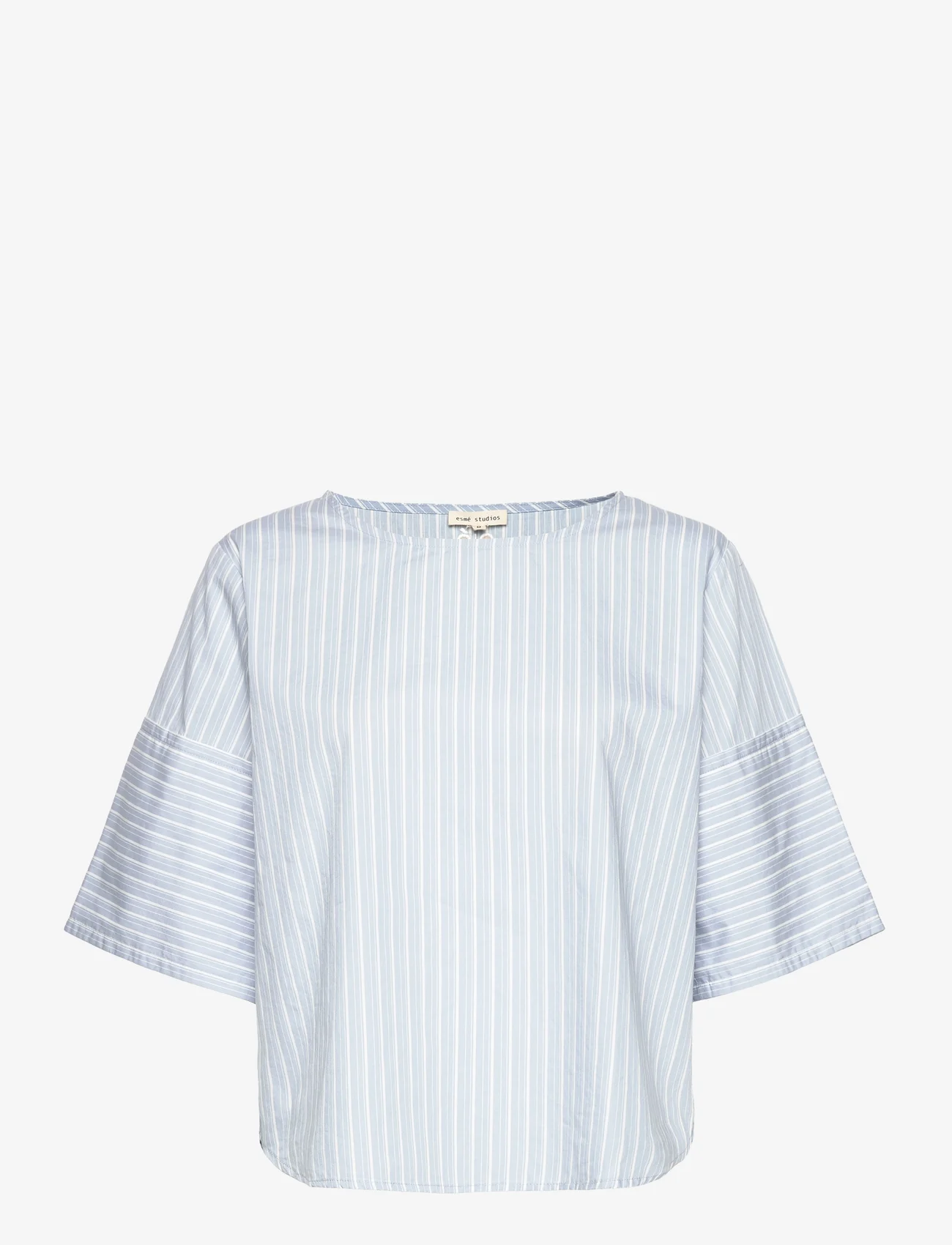 Esme Studios - ESNeva 2/4 Blouse - blouses met korte mouwen - blue fog stripes - 1