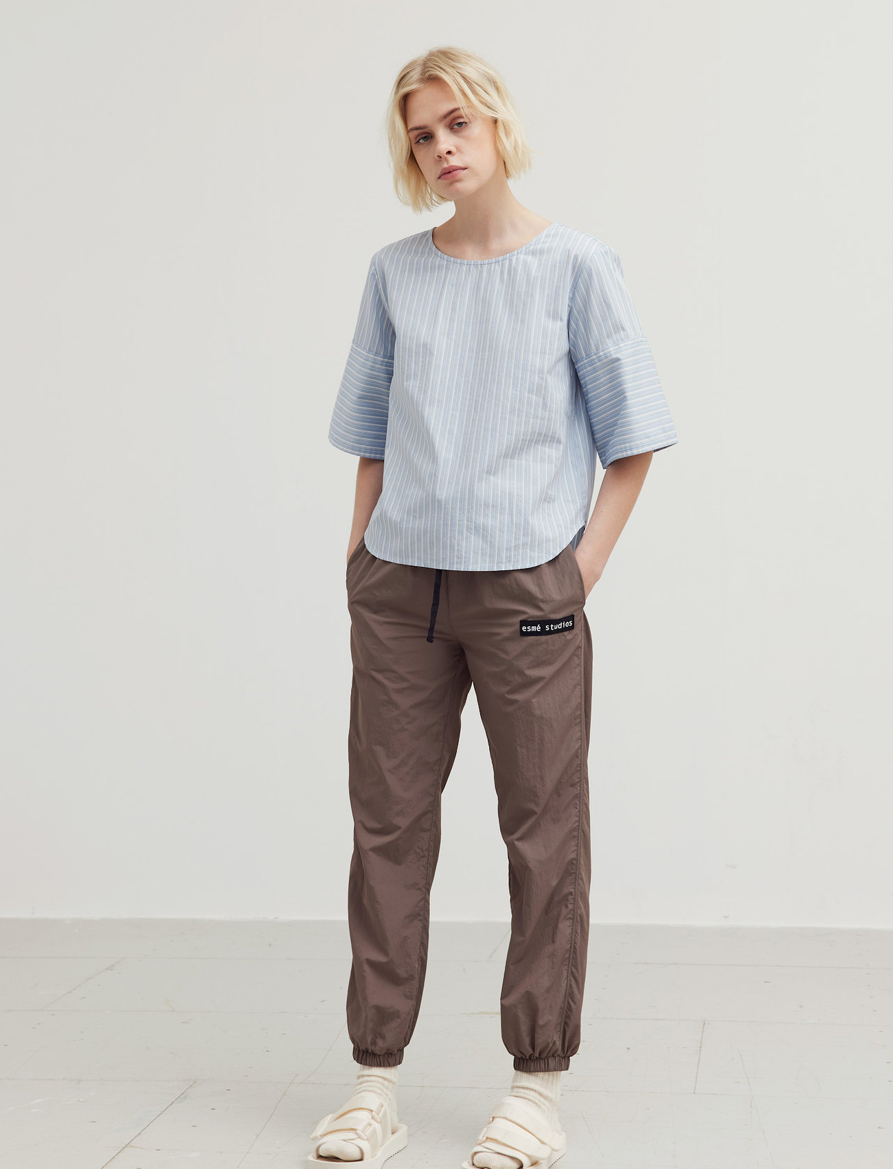 Esme Studios - ESNeva 2/4 Blouse - blouses met korte mouwen - blue fog stripes - 0