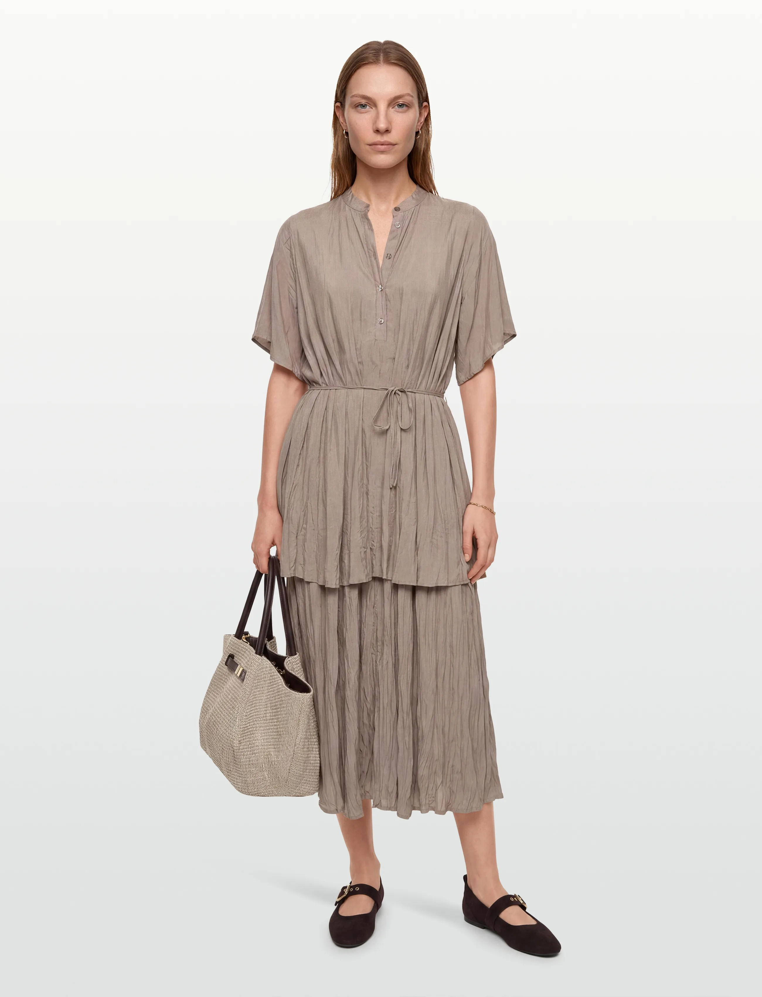 Esme Studios ESTova Maxi Dress GRS - Skjortklänningar - FUNGI / beige
