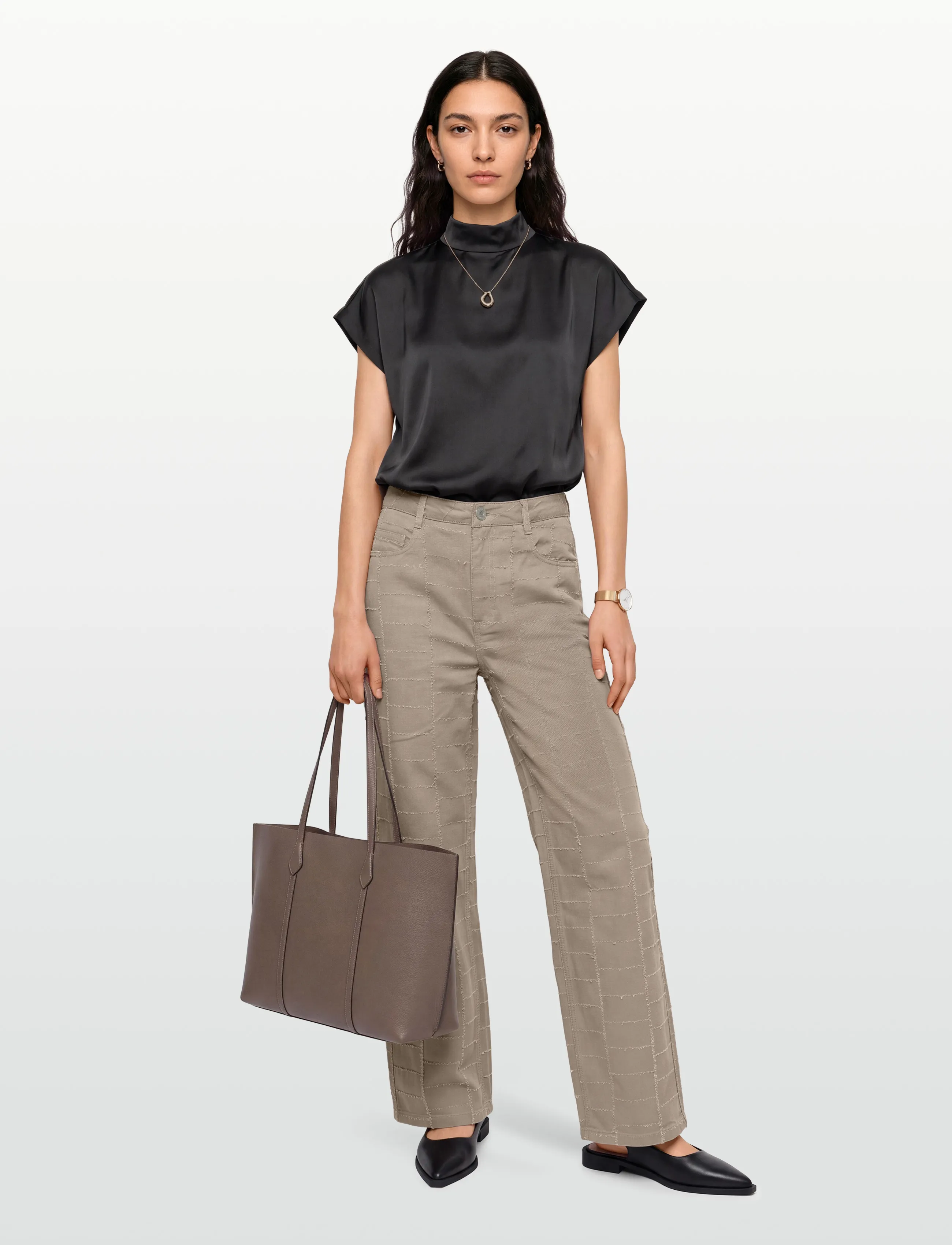 Esme Studios ESSalia Pants GOTS - Byxor - FUNGI / beige