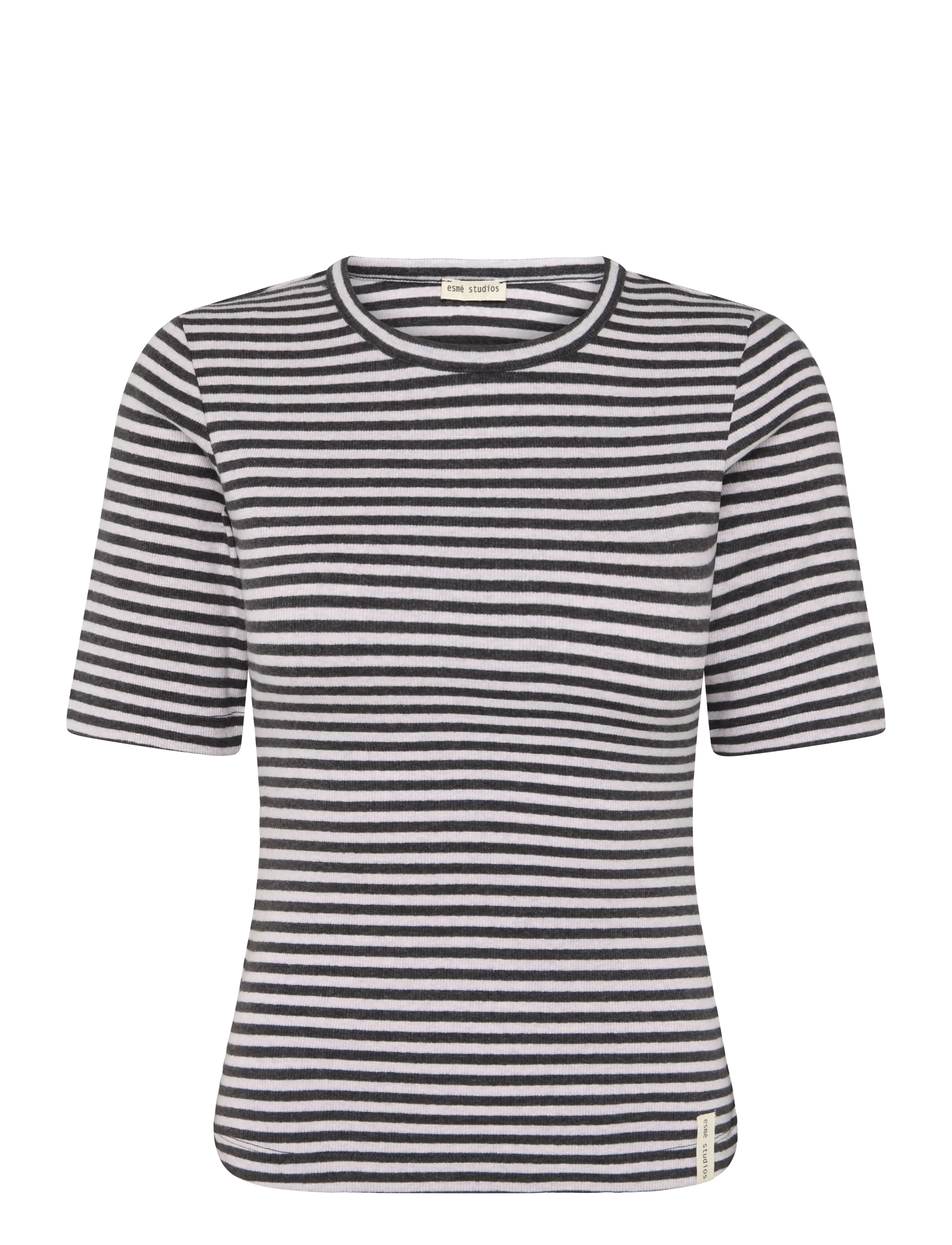 Esme Studios ESBloom Stripe 2/4 T-shirt GOTS - Kläder - NINE IRON / grey