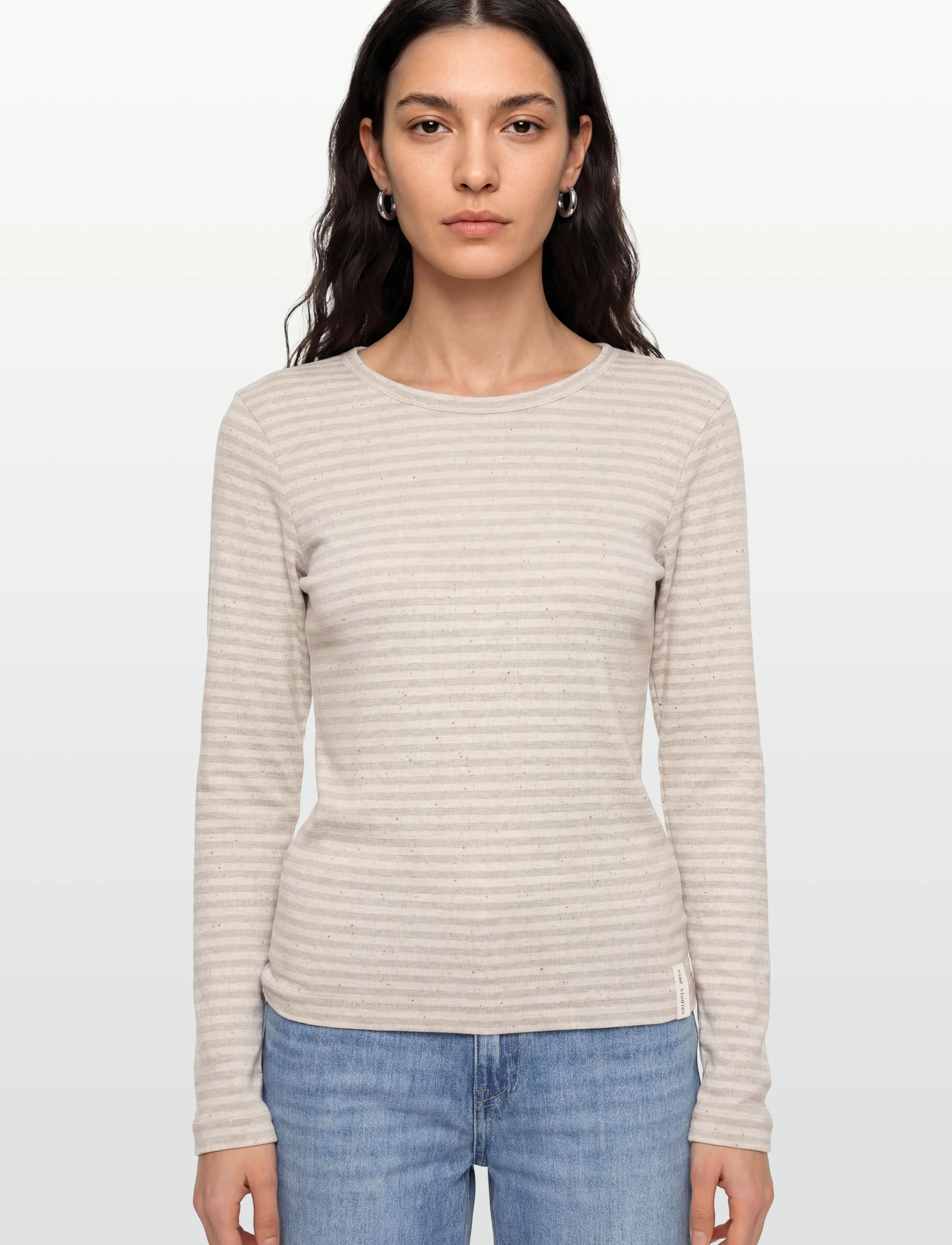 Esme Studios - ESBloom Stripe LS Top GOTS - pikkade varrukatega alussärgid - buttercream - 3