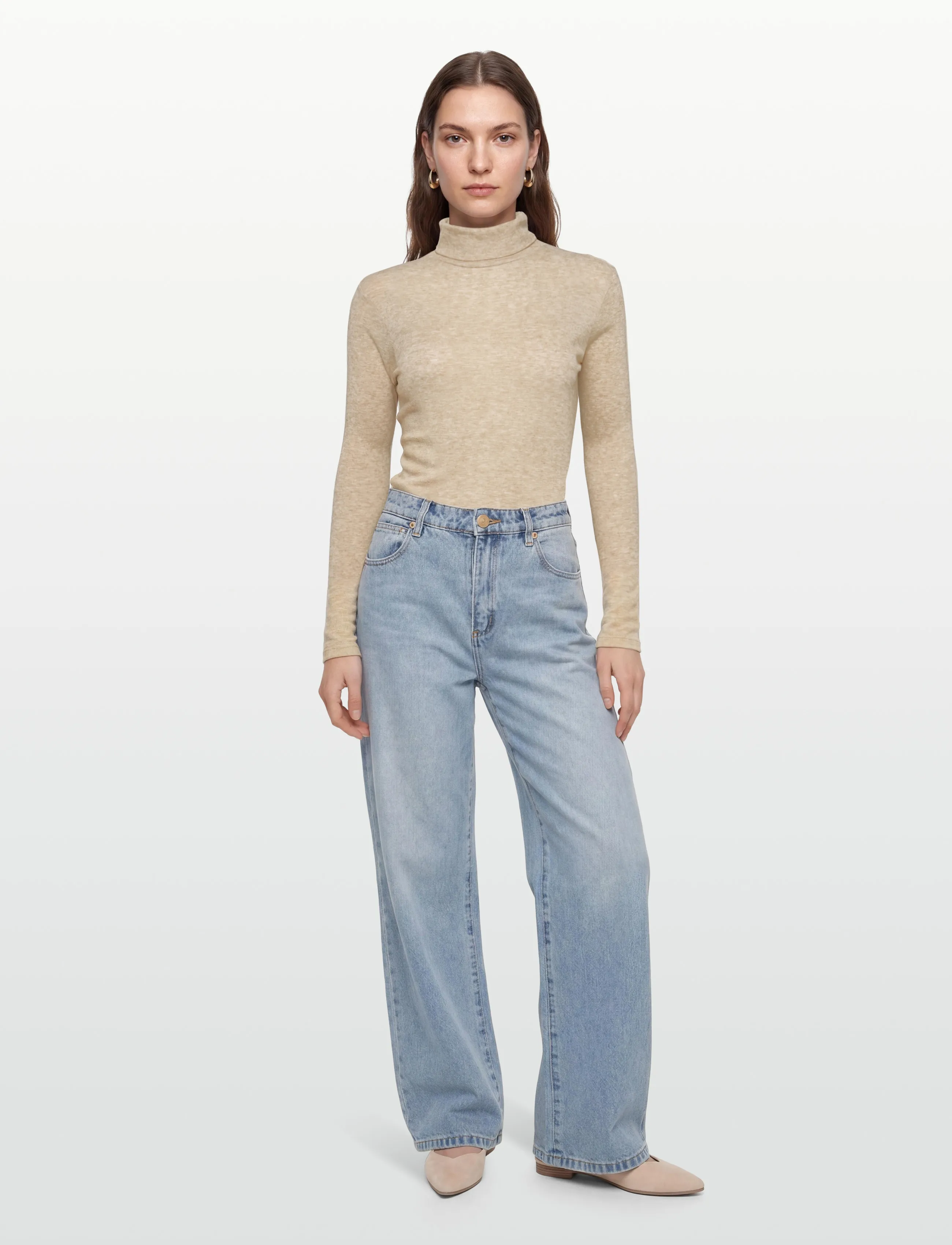 Esme Studios - ESRiver Rollneck Blouse GOTS - langærmede bluser - snow white - 0