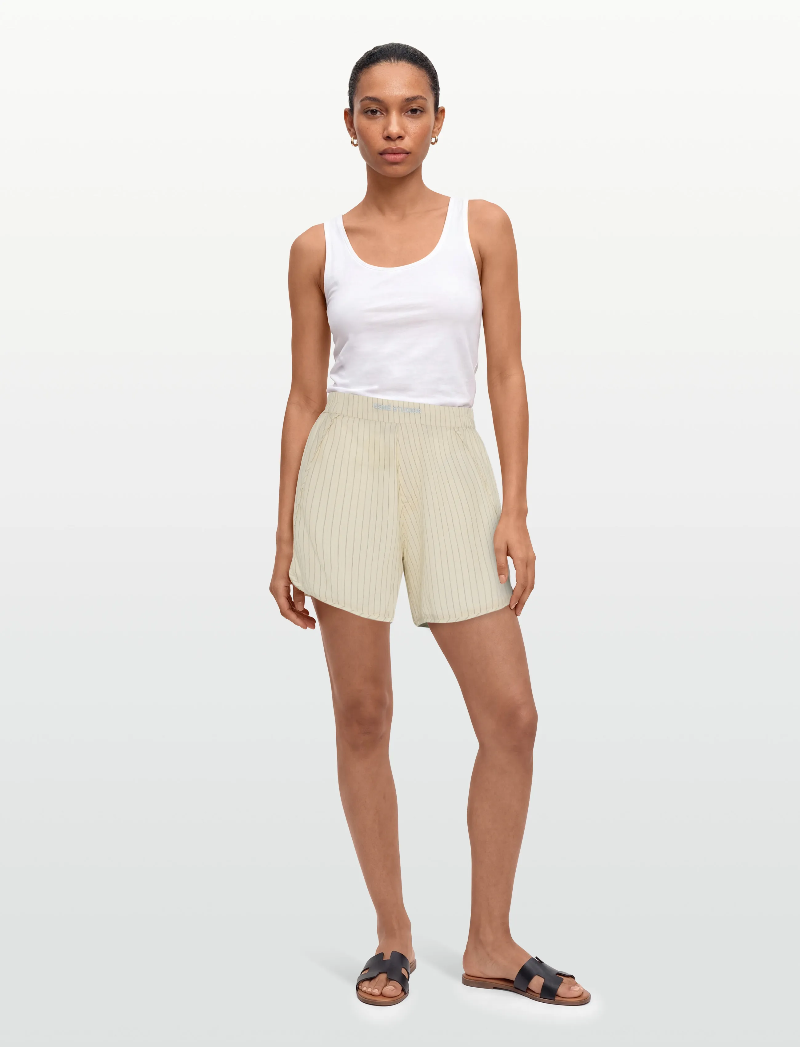 Esme Studios - ESWilla Shorts GOTS - casual shorts - buttercream stripes - 0