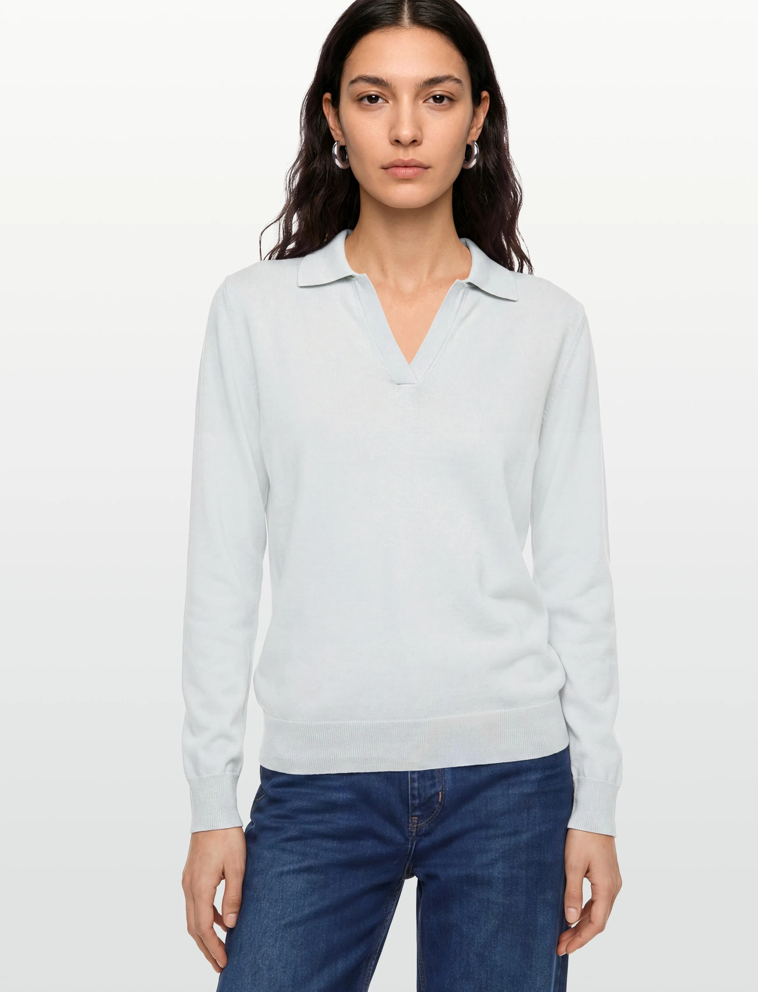 Esme Studios - ESNola Knit Polo GOTS - t-shirts & tops - pale blue - 3