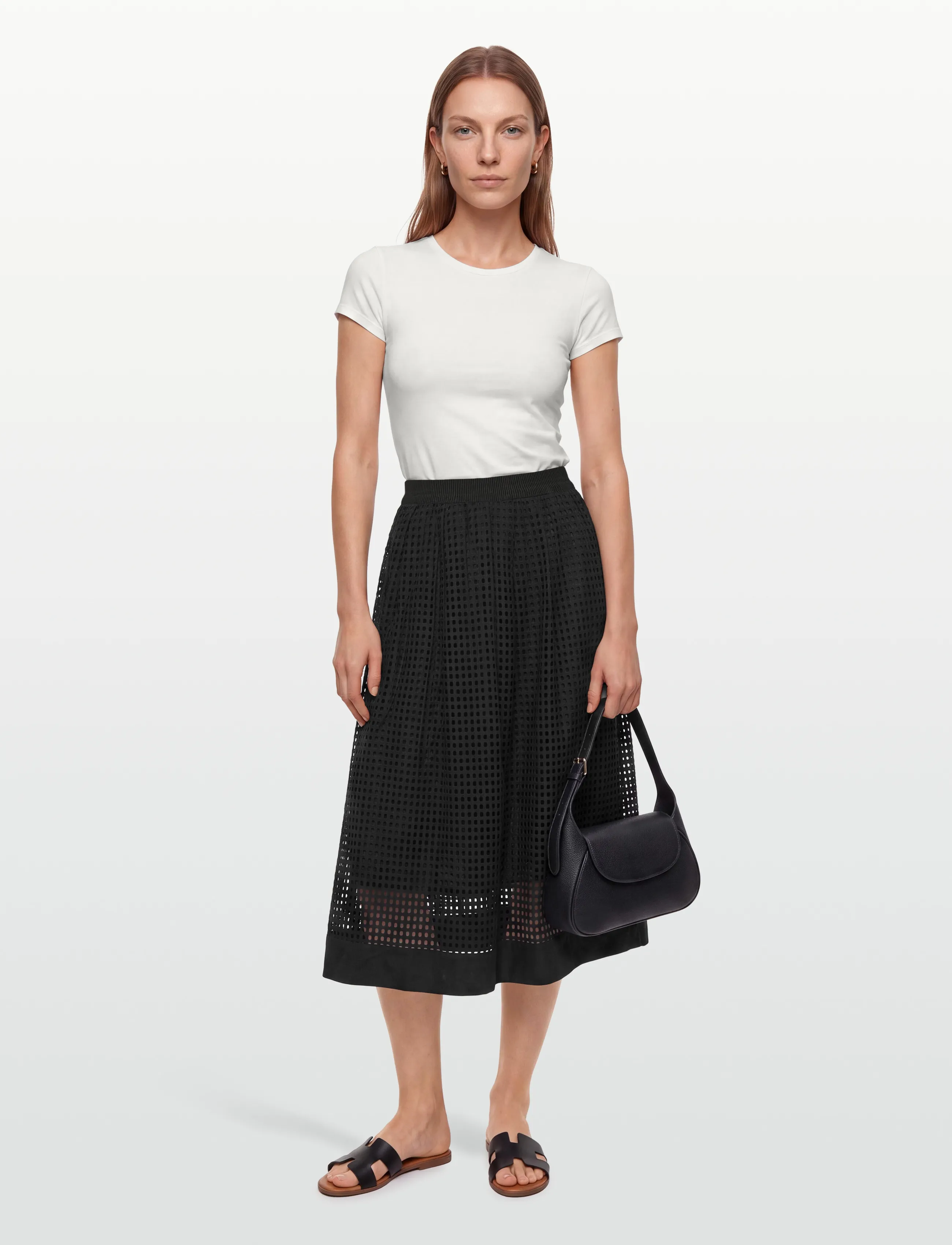Esme Studios - ESSonna Skirt GOTS - midi röcke - black - 0