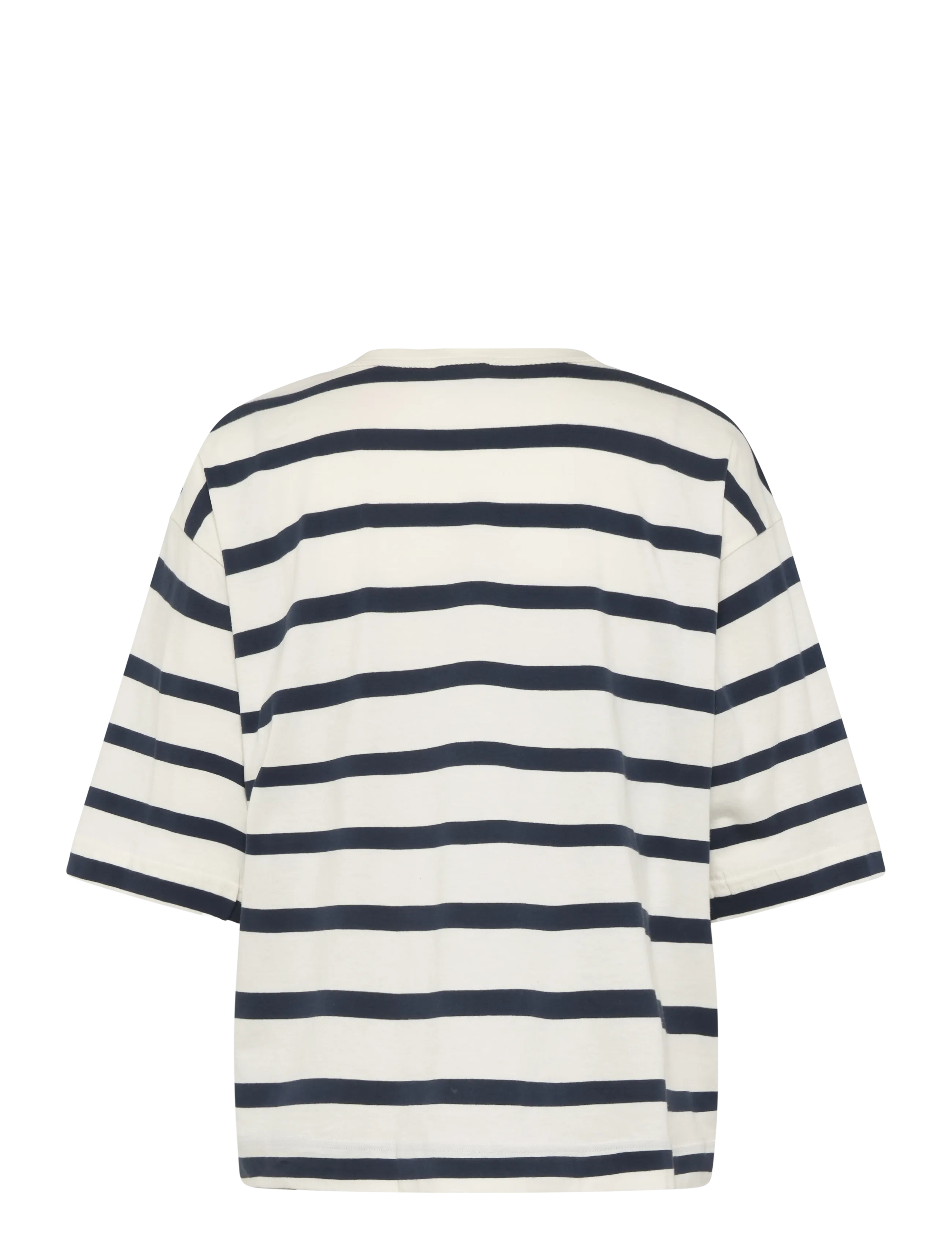 Esme Studios - ESSigne Boxy T-shirt Stripe GOTS - t-shirts & tops - white/ navy stripe - 2