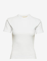 Esme Studios - ESBlossom SS O-neck Rib T-shirt - zemākās cenas - white - 0