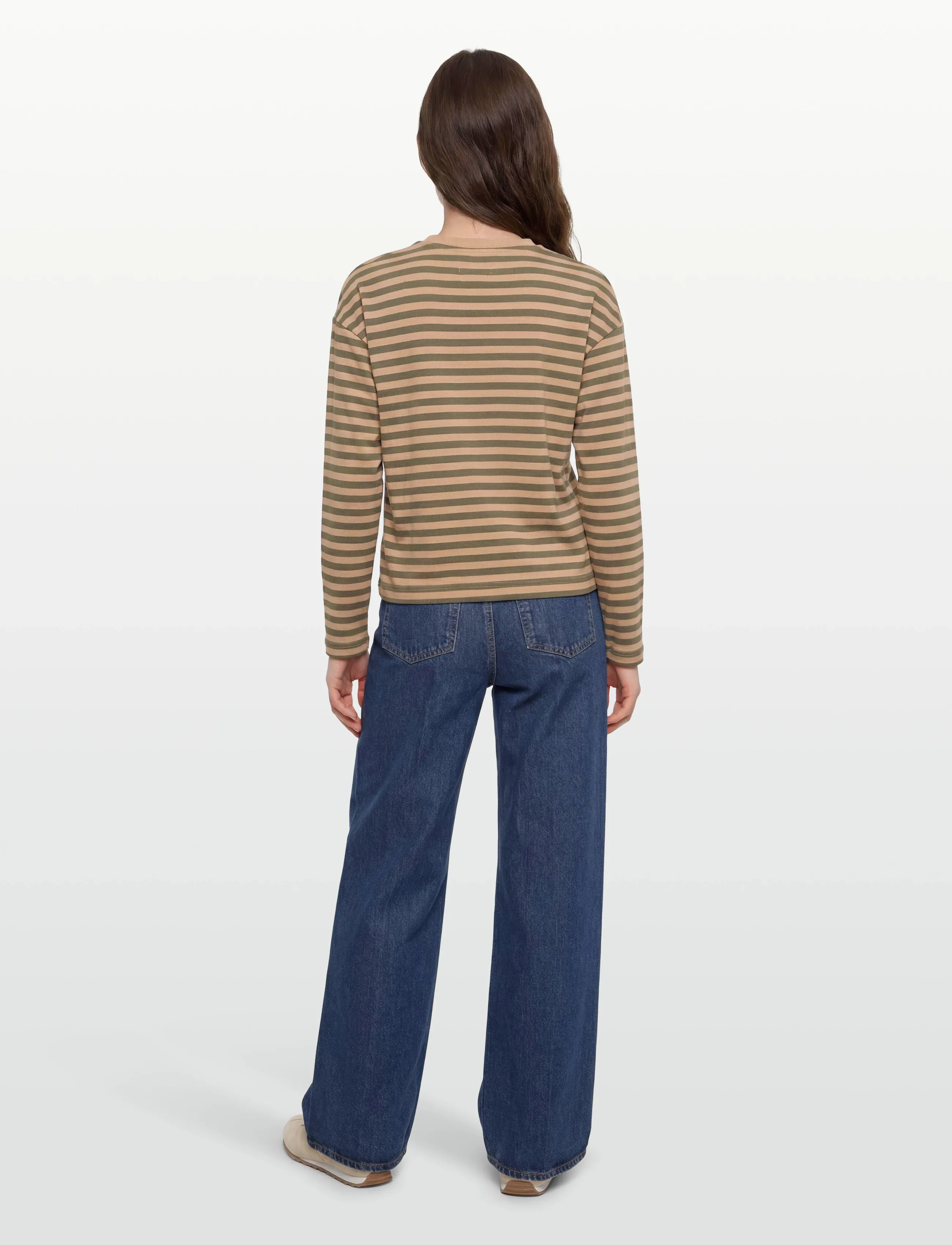 Esme Studios - ESFiona LS O-neck Short T-shirt - laveste priser - tannin/ grape leaf stripe - 4