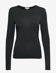 Esme Studios - ESPenelope LS O-neck Slim T-shirt - topi ar garām piedurknēm - black - 0